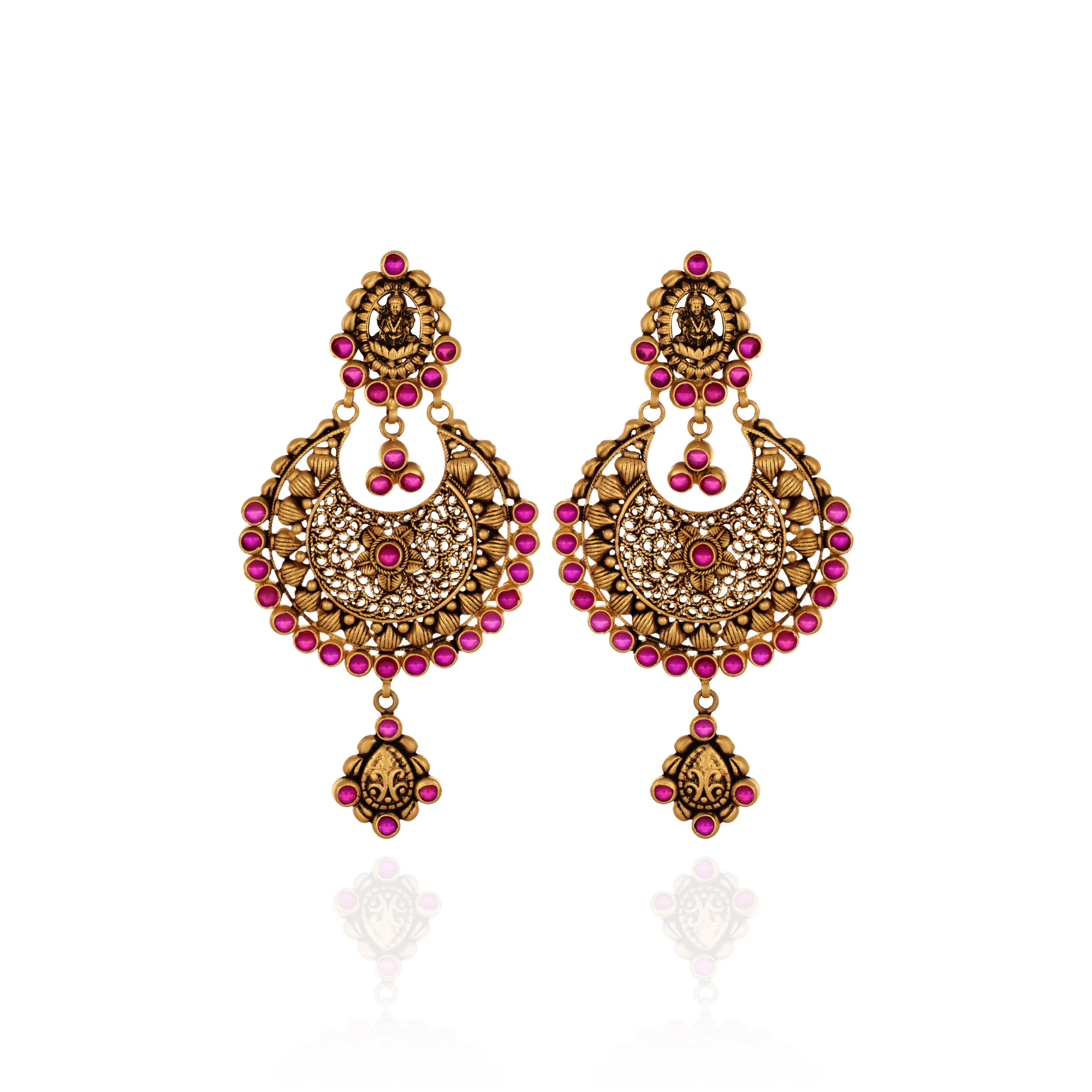 Crescent Empress Chandbali Gold Earrings - Senco Gold and Diamonds