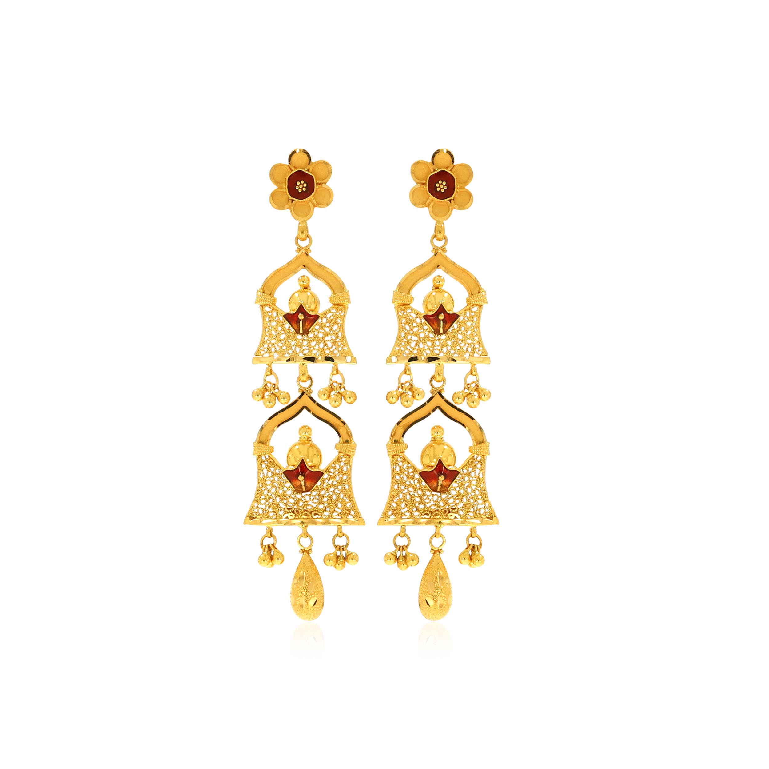 Divine Deity Gold Danglers - Senco Gold and Diamonds