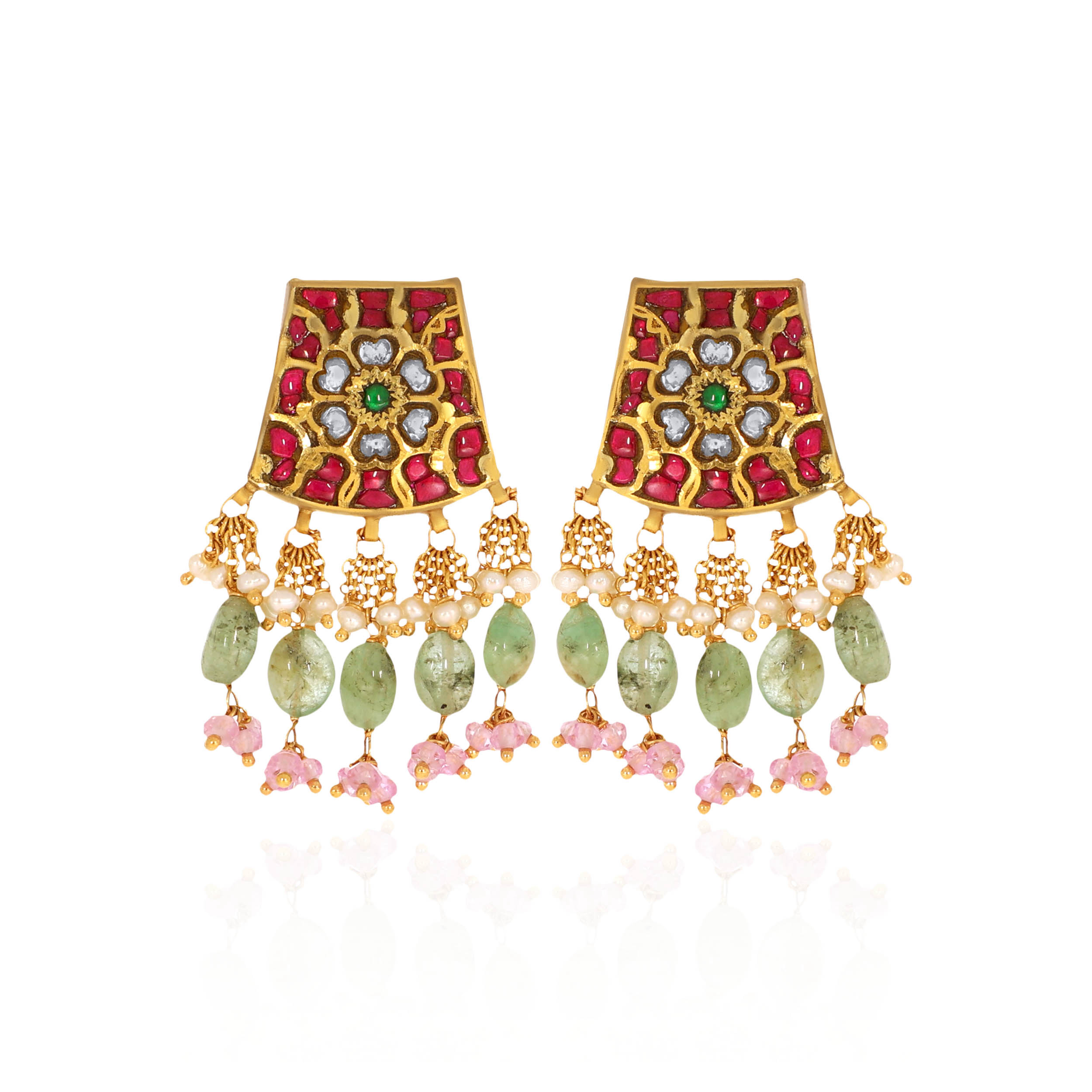 22K Yellow Gold Kundan Earrings-GPGN-D000788455 - Senco Gold and Diamonds