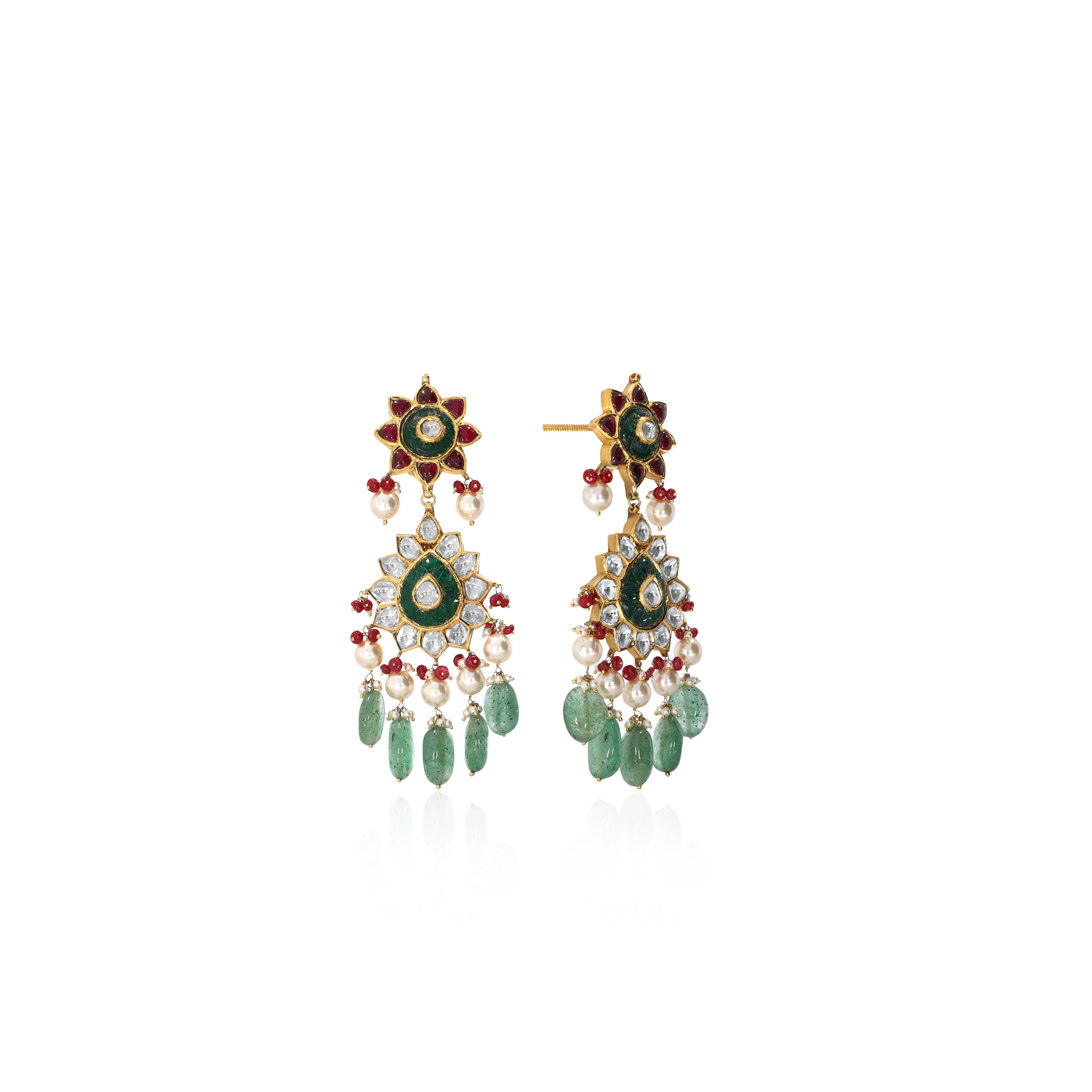 Bridal Bliss Gold Kundan Danglers - Senco Gold and Diamonds