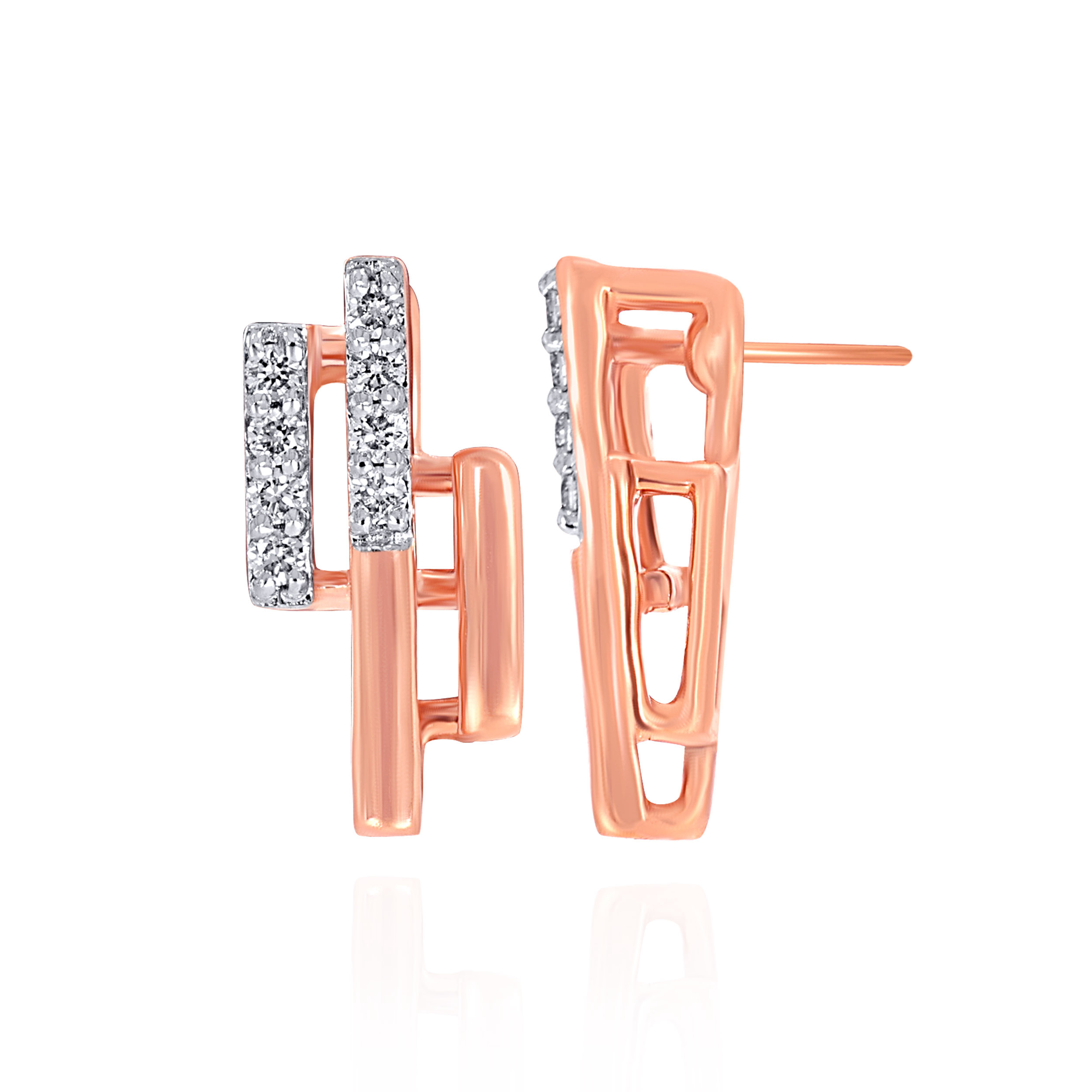Asymmetric Barline Diamond Earrings - Senco Gold and Diamonds