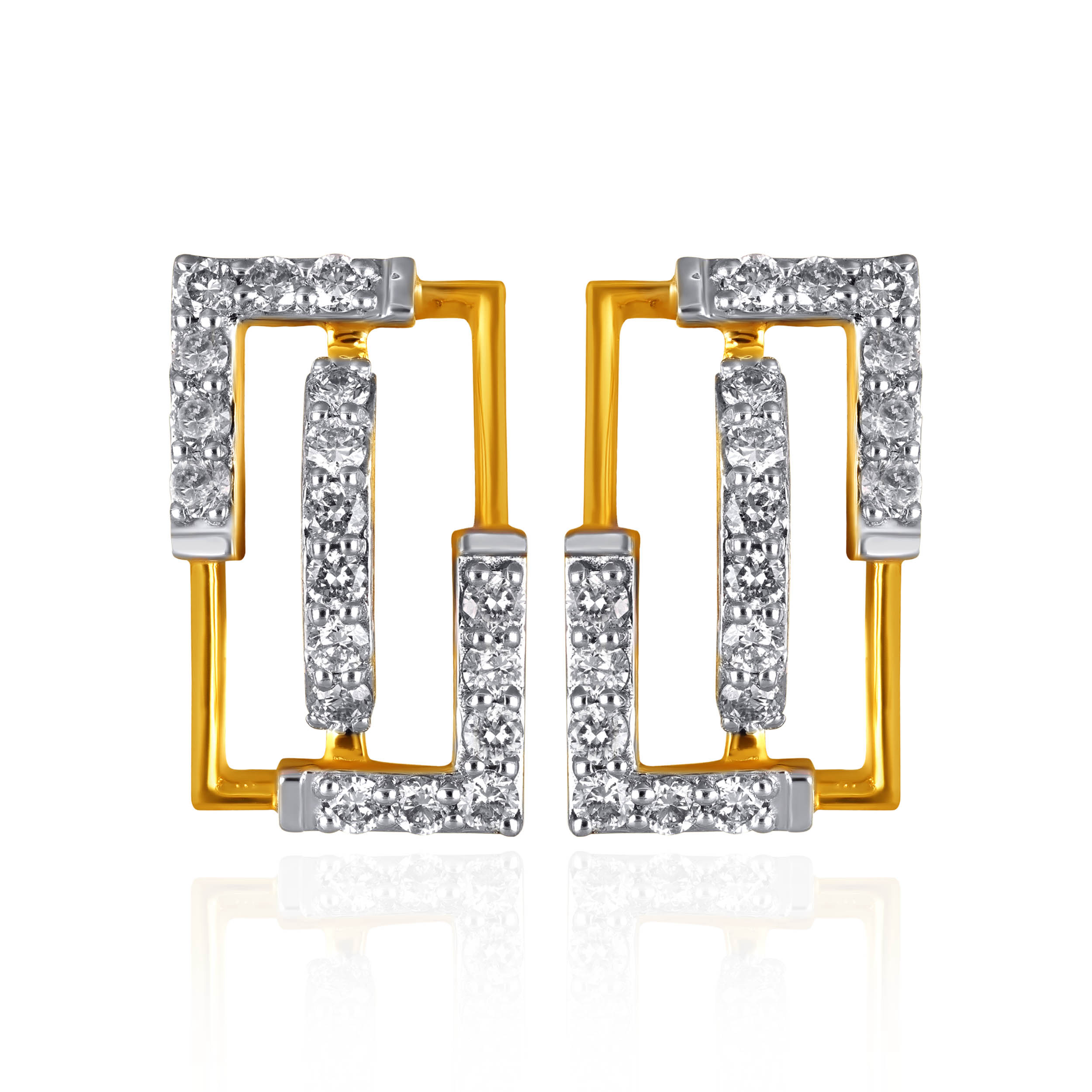 Sparkling Rectangular Diamond Studs - Senco Gold and Diamonds