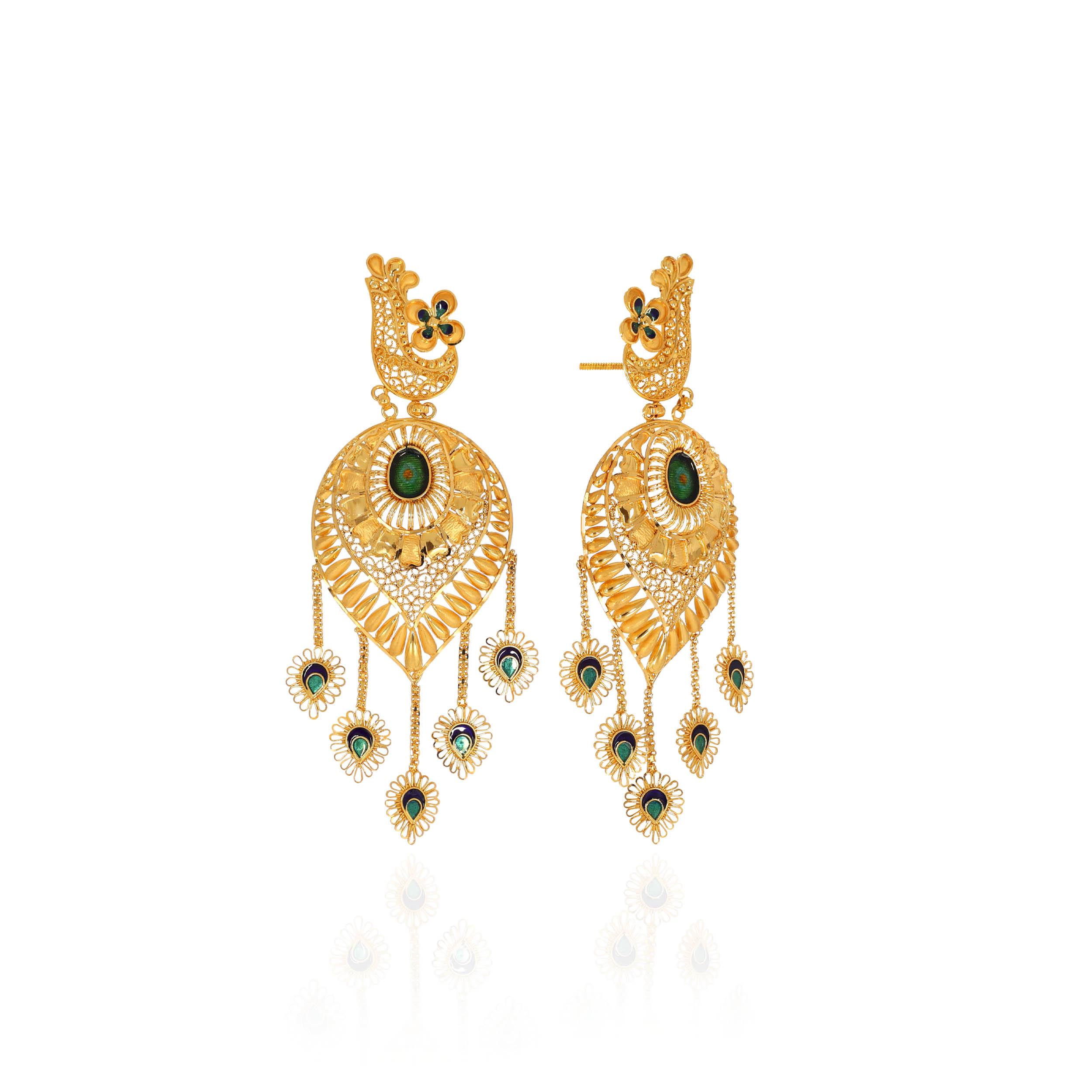 Opulent Plumage Gold Earrings - Senco Gold and Diamonds