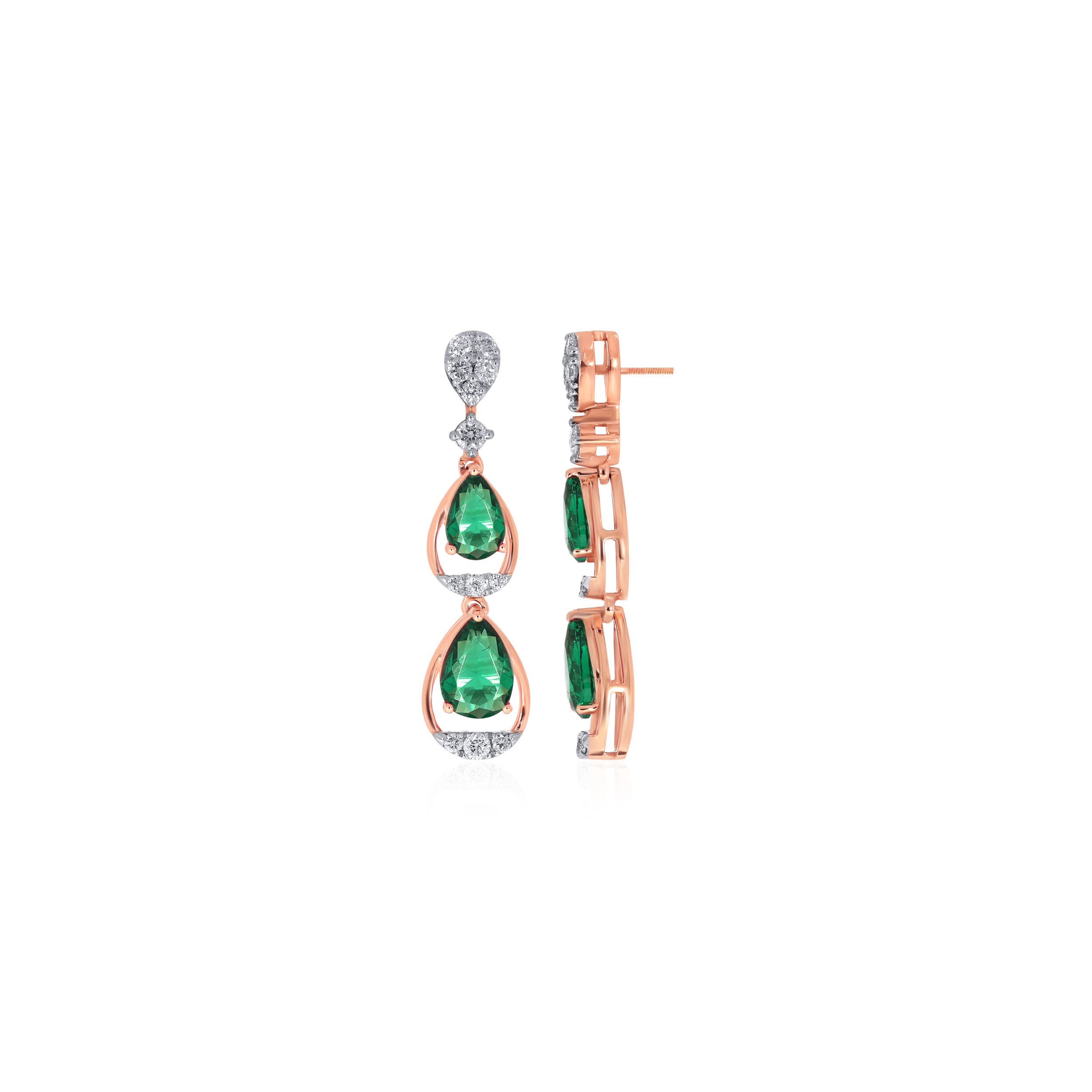 Verdant Droplets Diamond Drop Earrings - Senco Gold and Diamonds