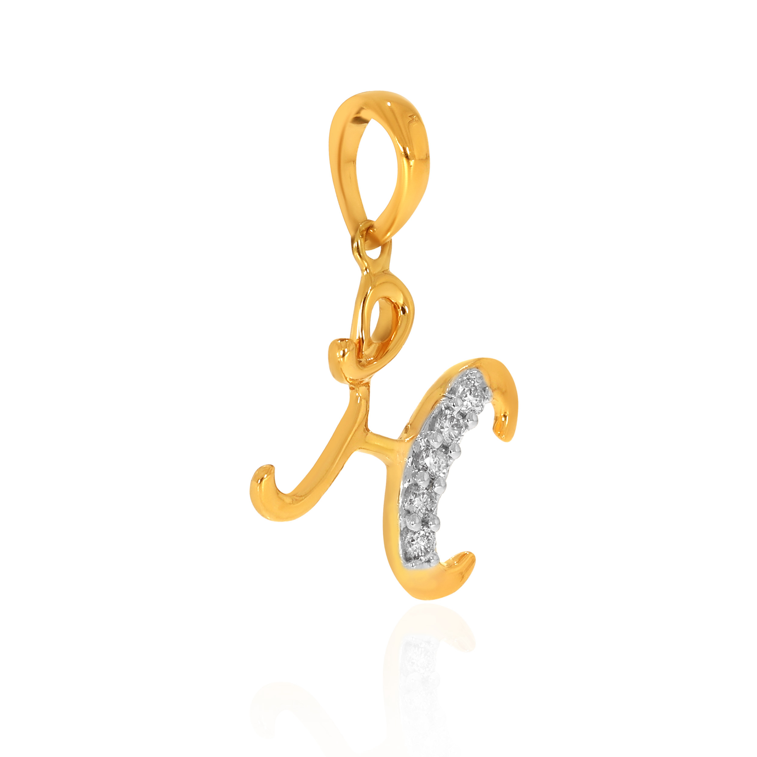 18K Yellow Gold H Alphabet Diamond Pendant-DPN-D000748633 - Senco Gold and Diamonds