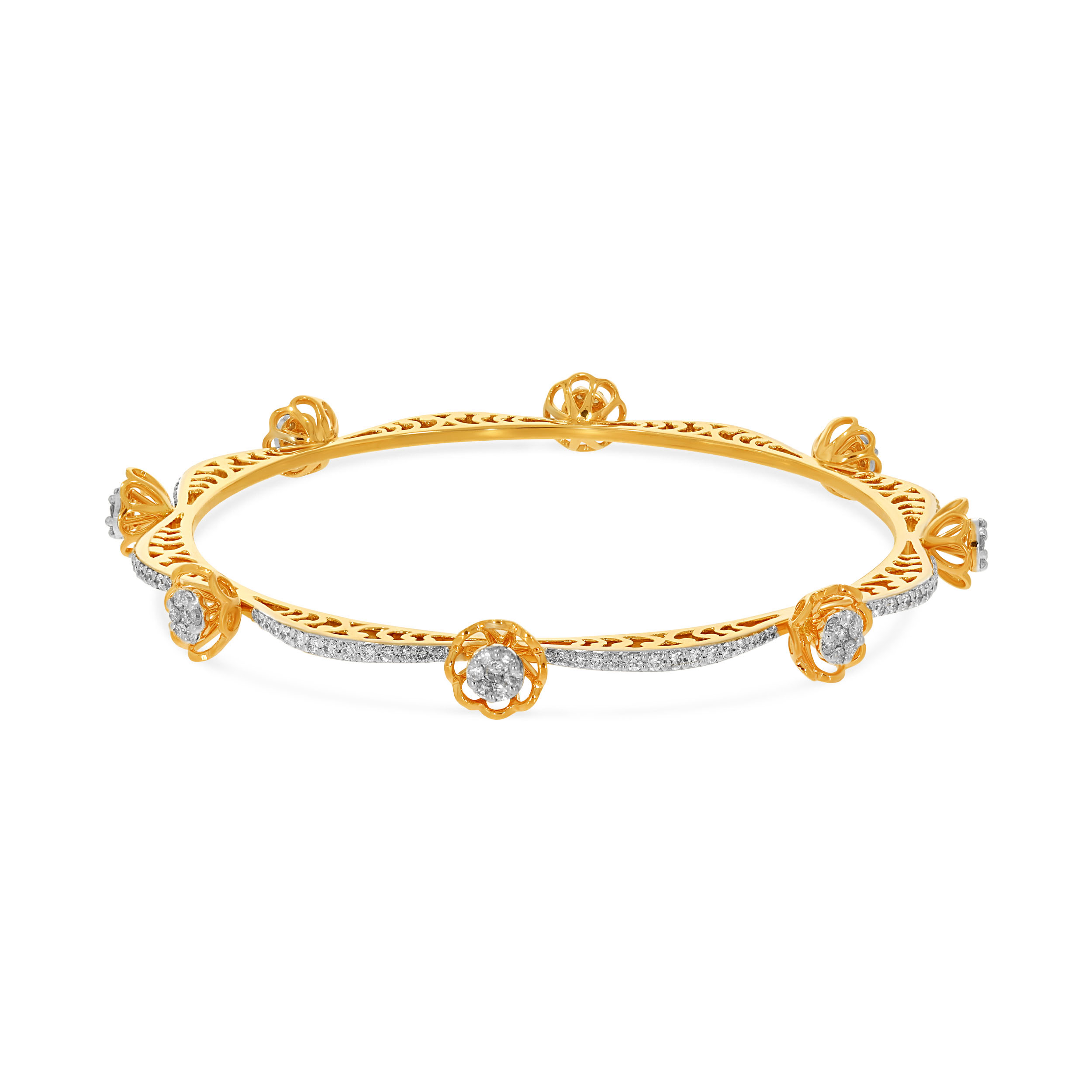 Floral Radiance Diamond Bangle - Senco Gold and Diamonds