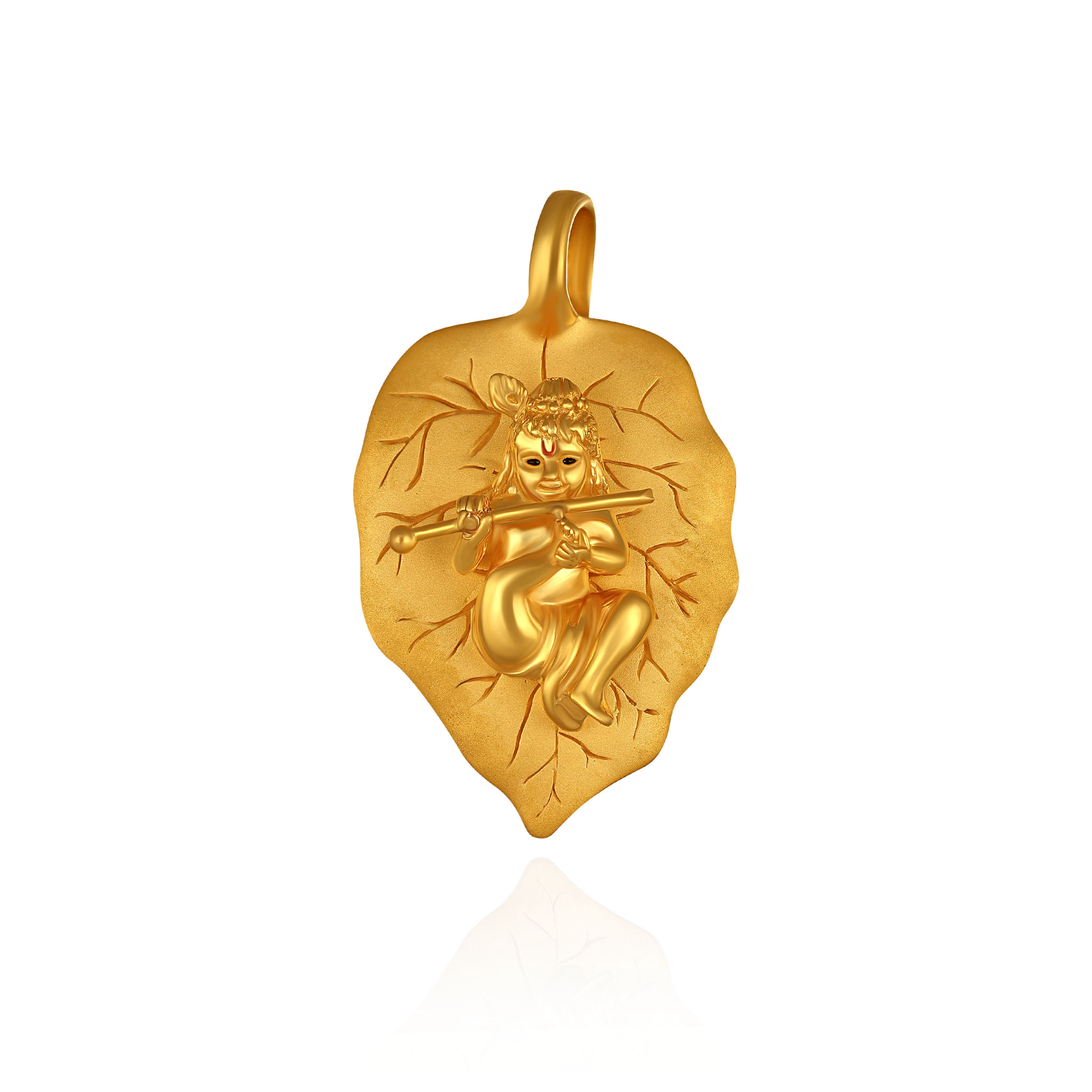Divine Krishna Leaf Gold Pendant - Senco Gold and Diamonds