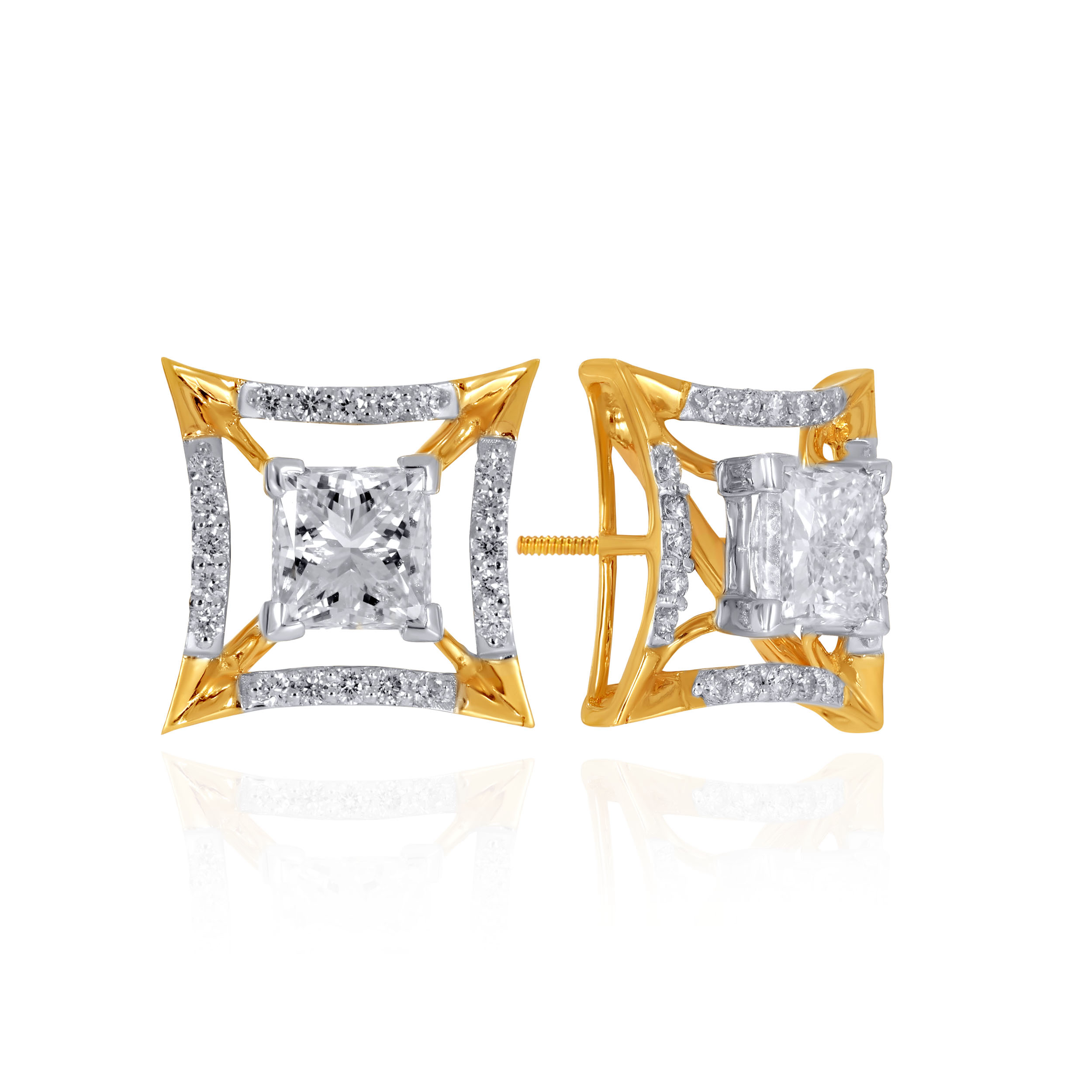 Serene Square Frame Diamond Studs - Senco Gold and Diamonds