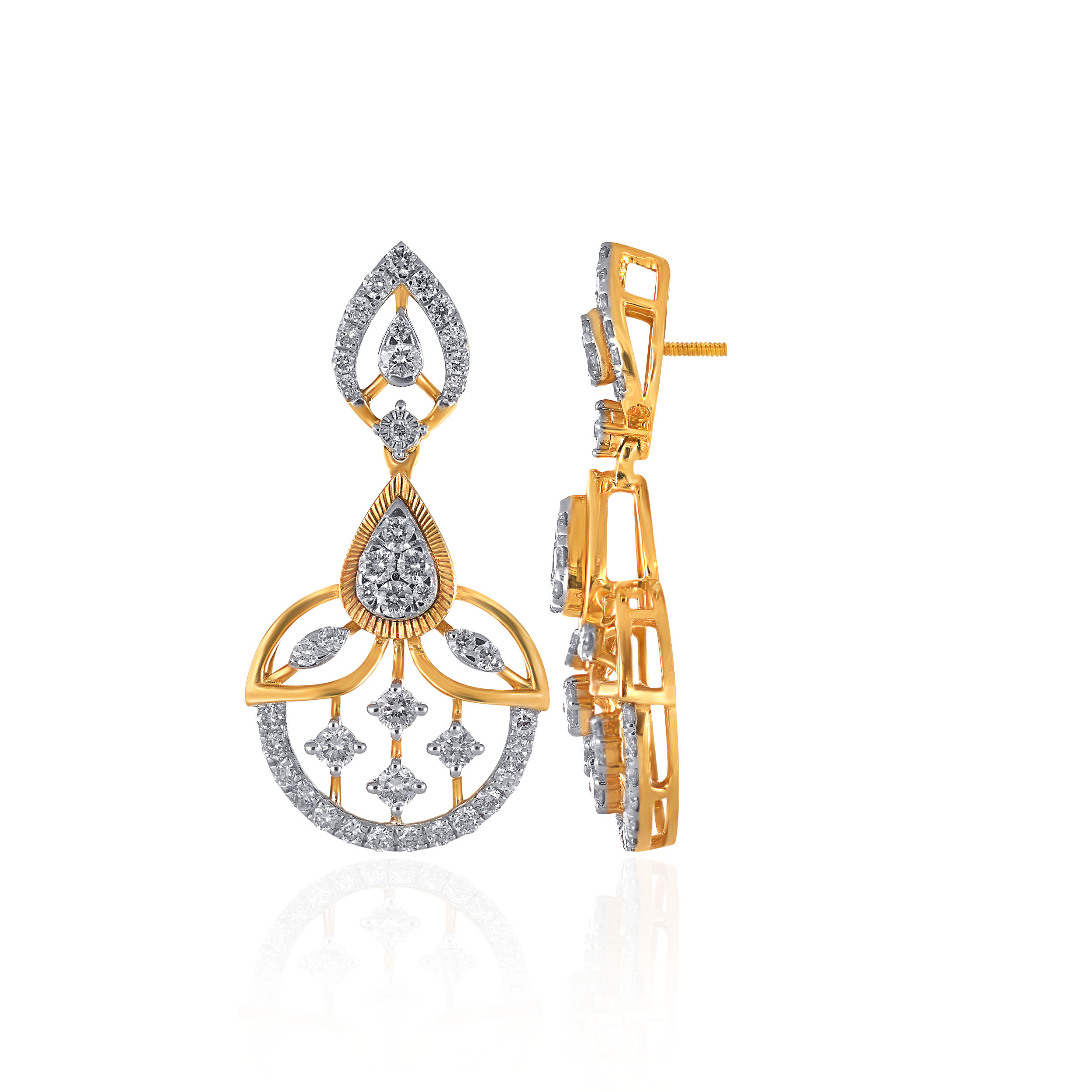 Leafy Elegance Diamond Drop Earrings - Senco Gold and Diamonds