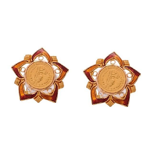 Floral Art Gold Studs - Senco Gold and Diamonds