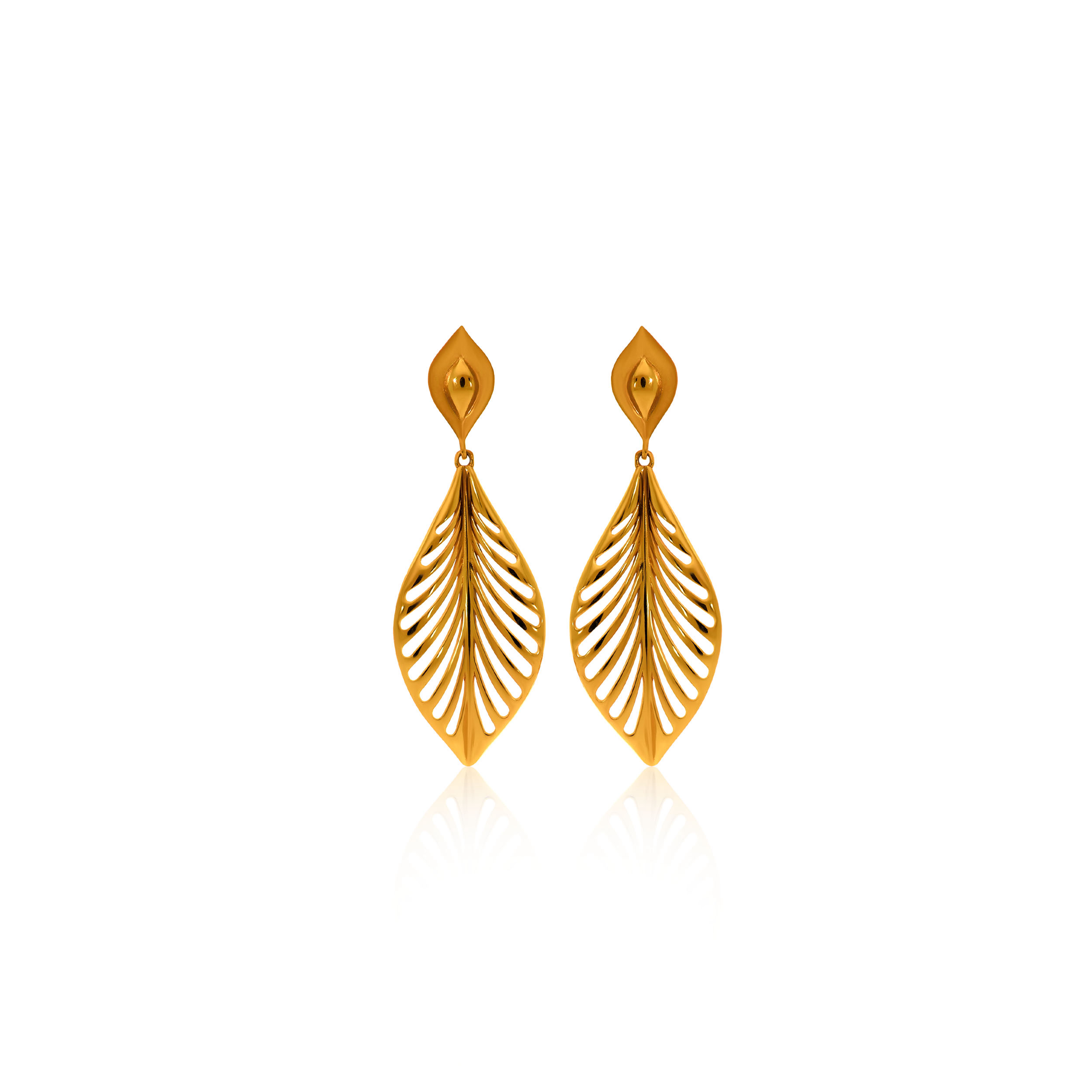 Radiant Feather Gold Earrings - Senco Gold and Diamonds