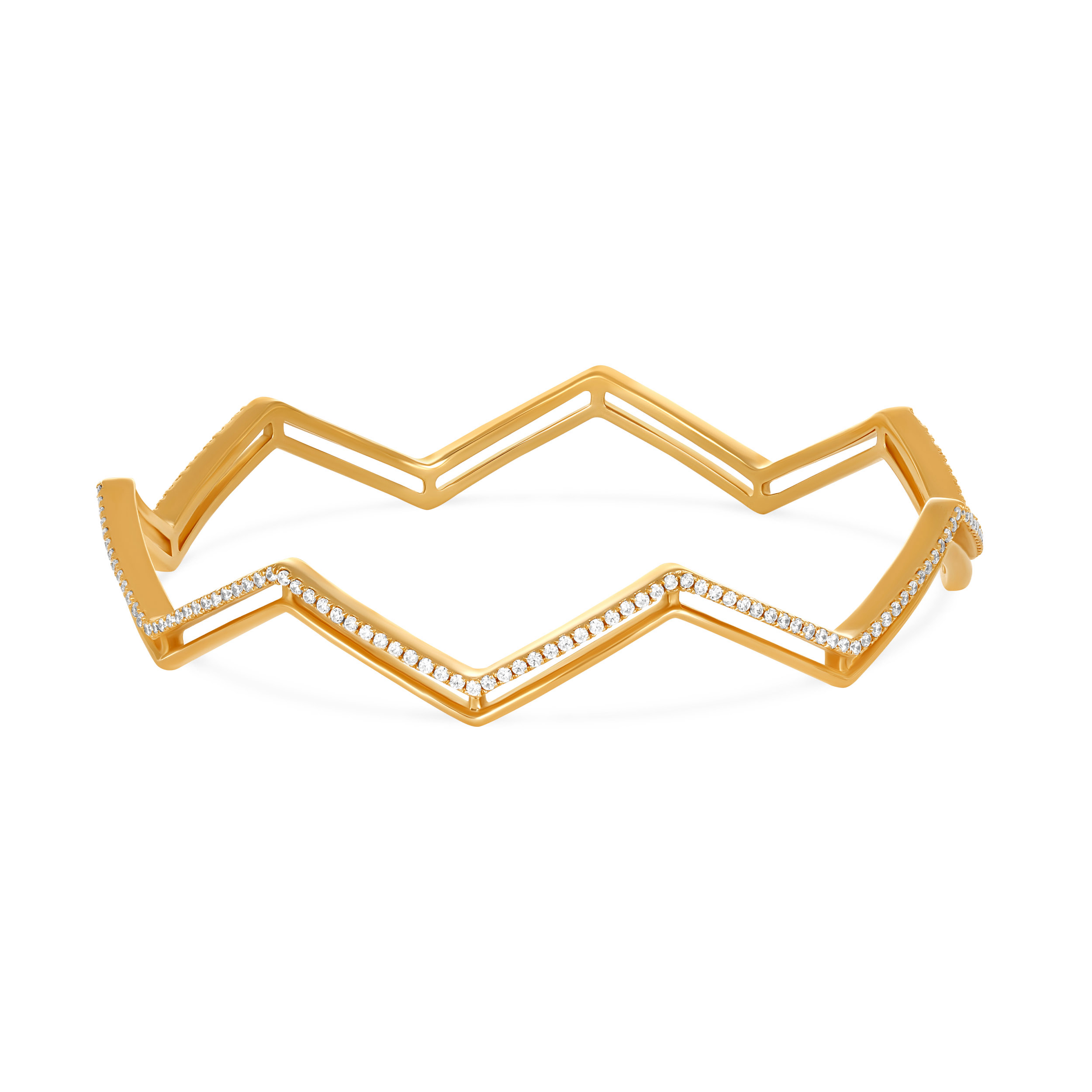 Chevron Sparkle Diamond Bangle - Senco Gold and Diamonds