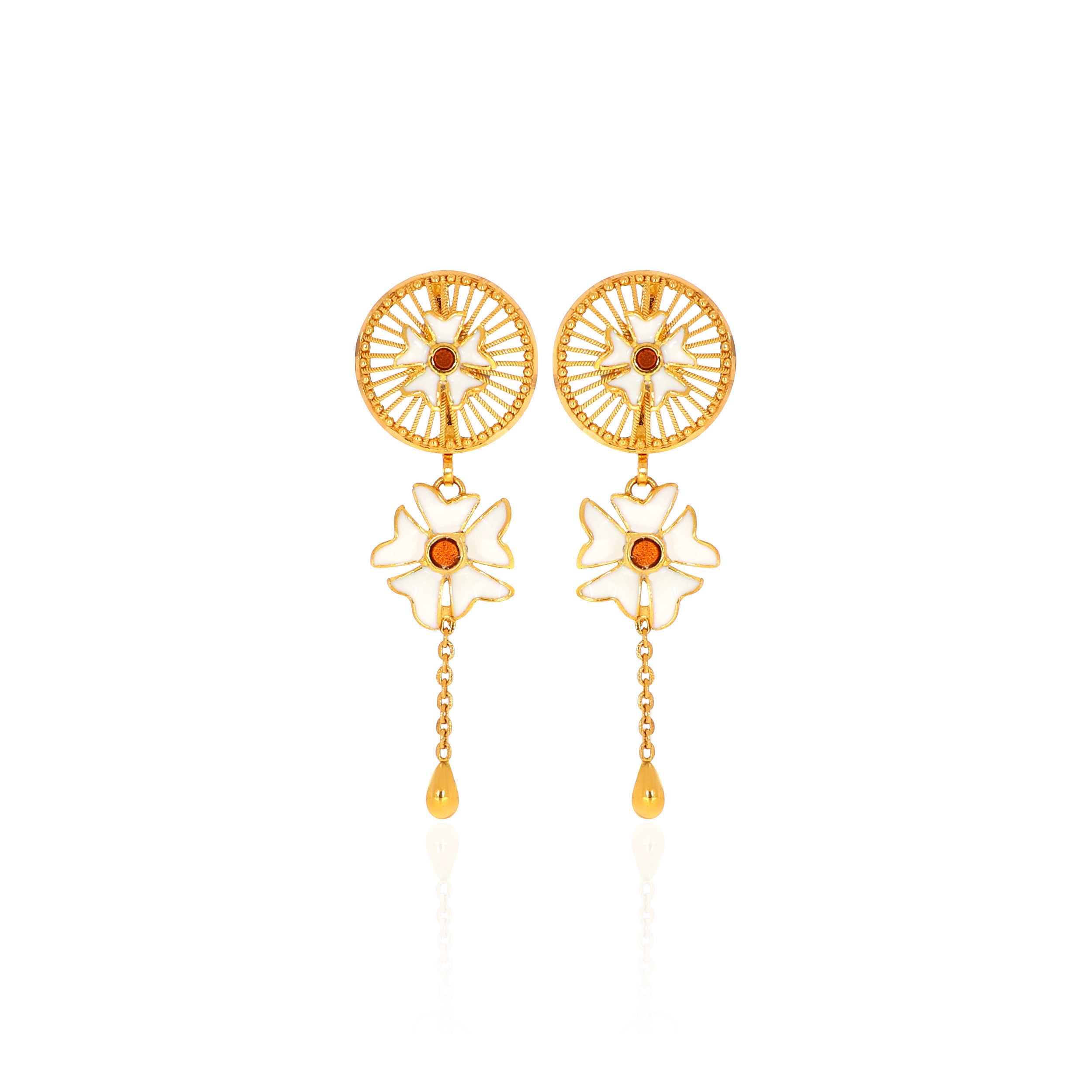 22K Yellow Gold Drop Earrings-GP-D000783653 - Senco Gold and Diamonds