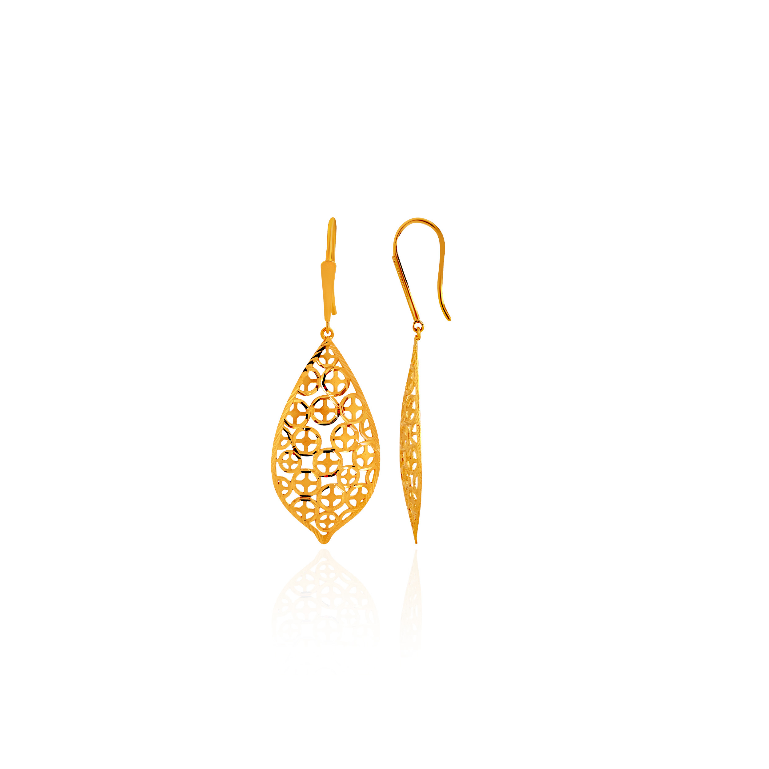 Poised Openwork Gold Drop Earrings - Senco Gold and Diamonds