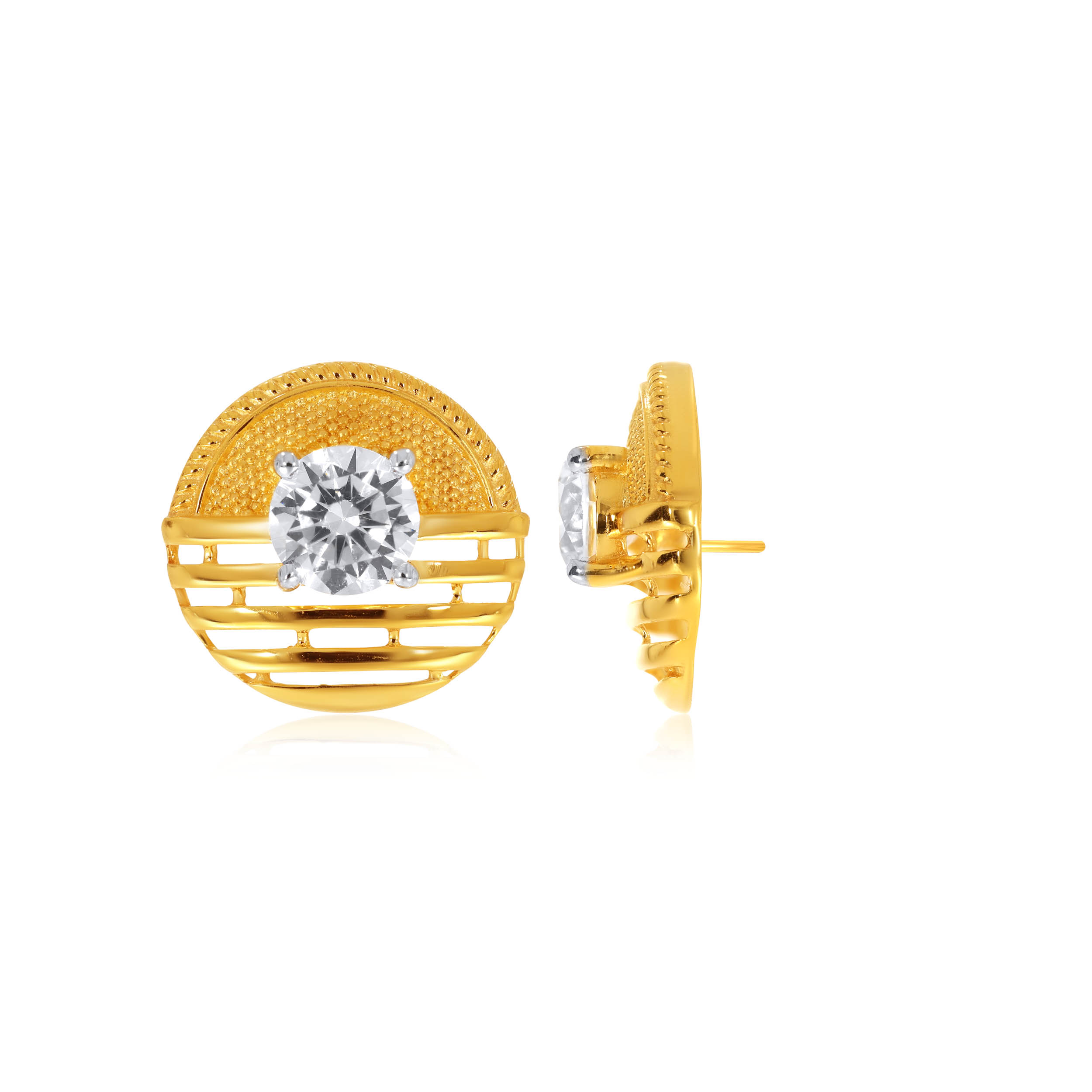 Spherical Bling Gold Studs - Senco Gold and Diamonds