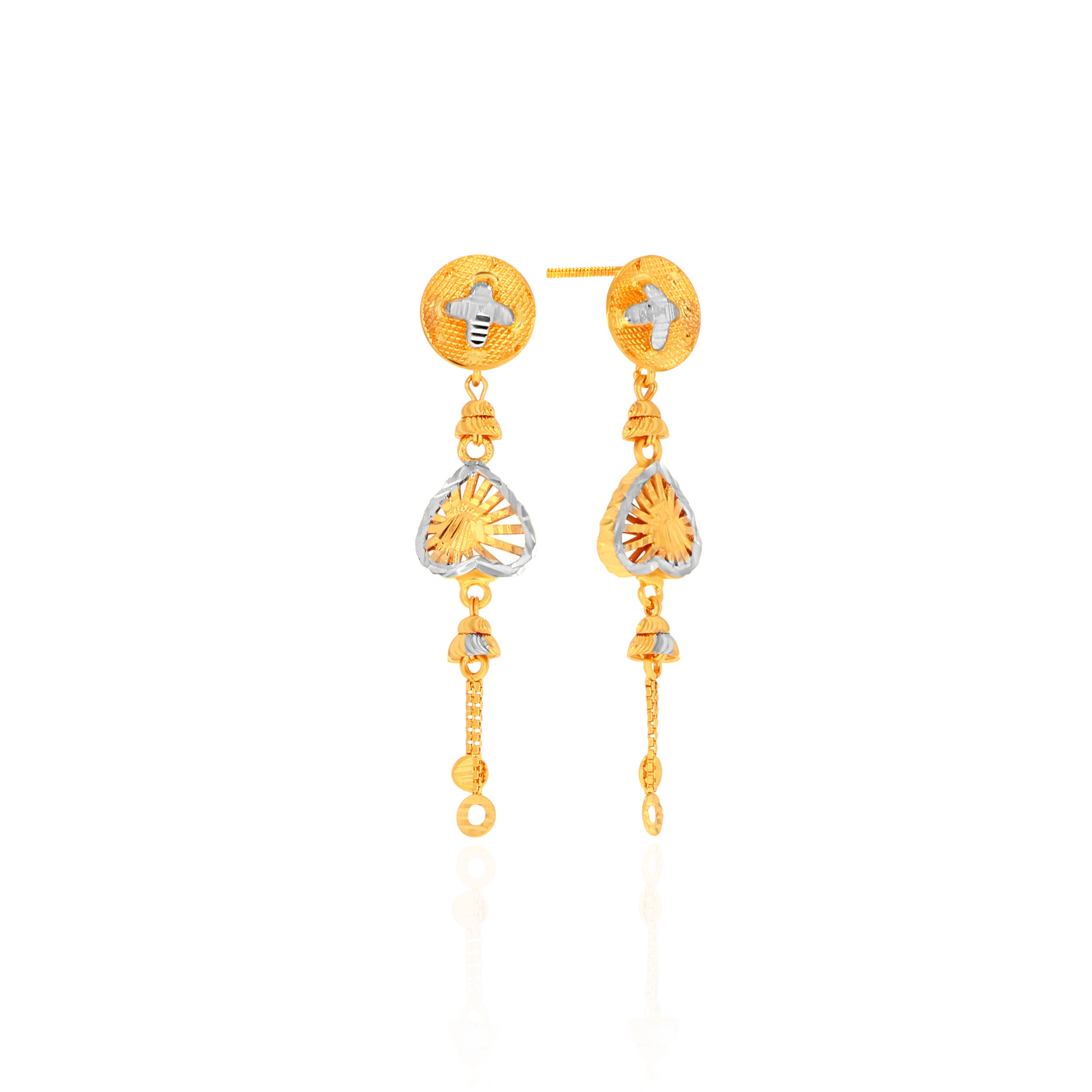 Fluid Silhouette Rhodium Gold Dangler Earrings - Senco Gold and Diamonds