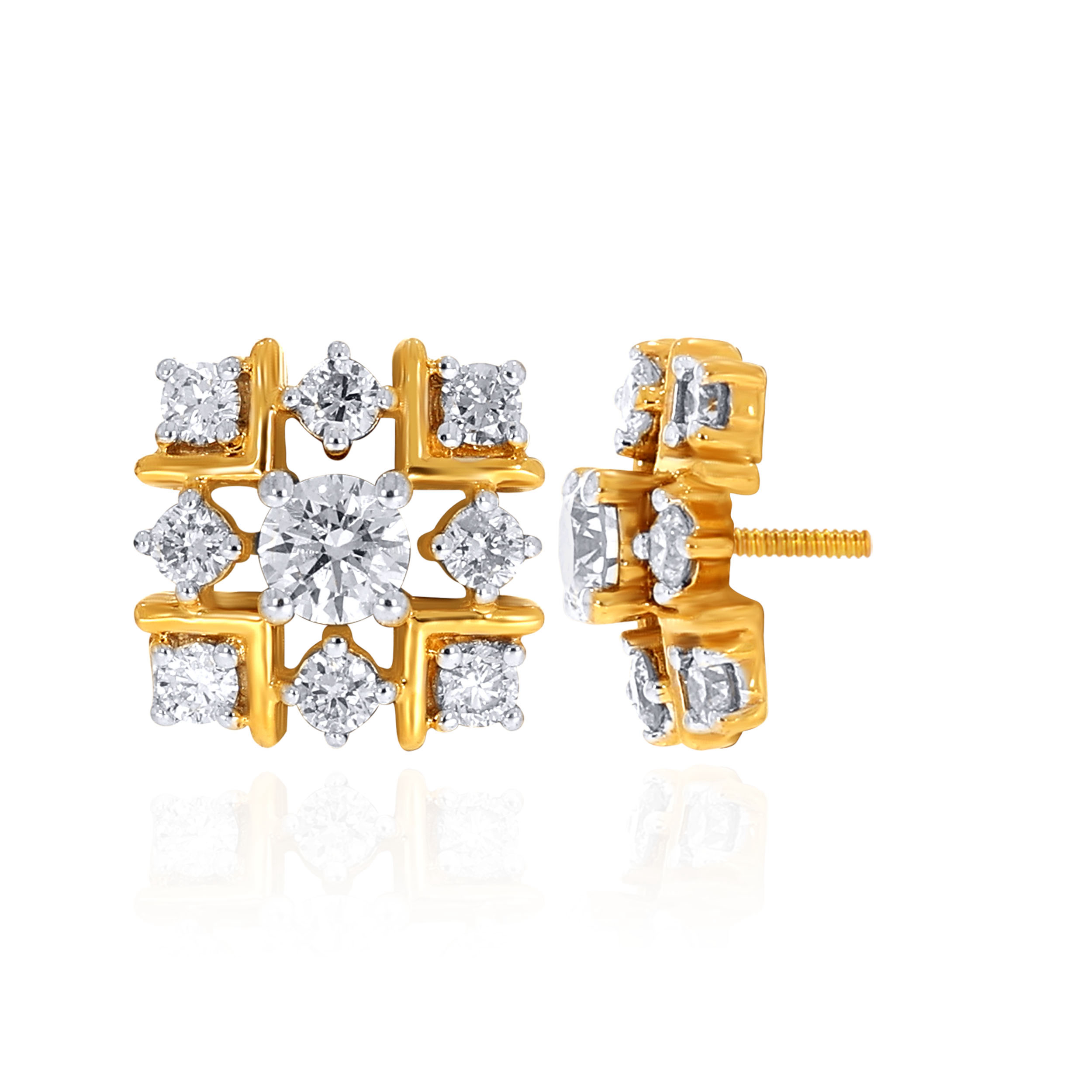 18K Yellow Gold Diamond Studs Earrings-DT-D000651027 - Senco Gold and Diamonds