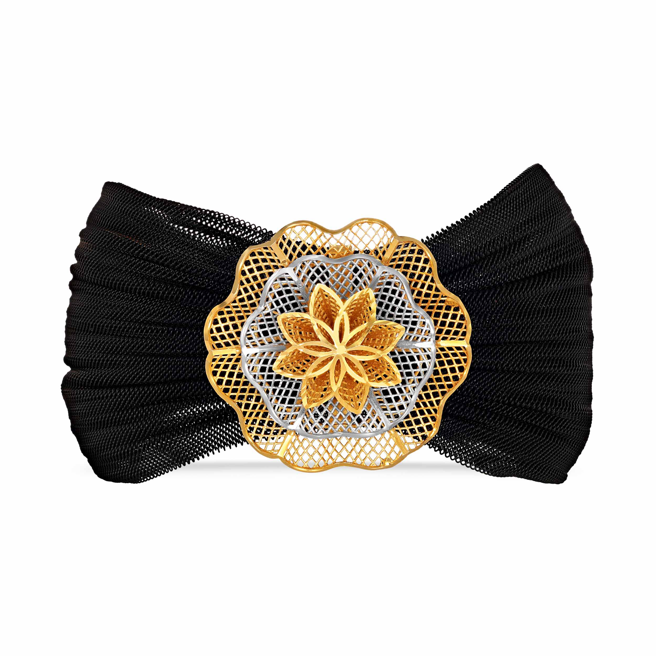 Black Woven Statement Gold Chur Bangle - Senco Gold and Diamonds
