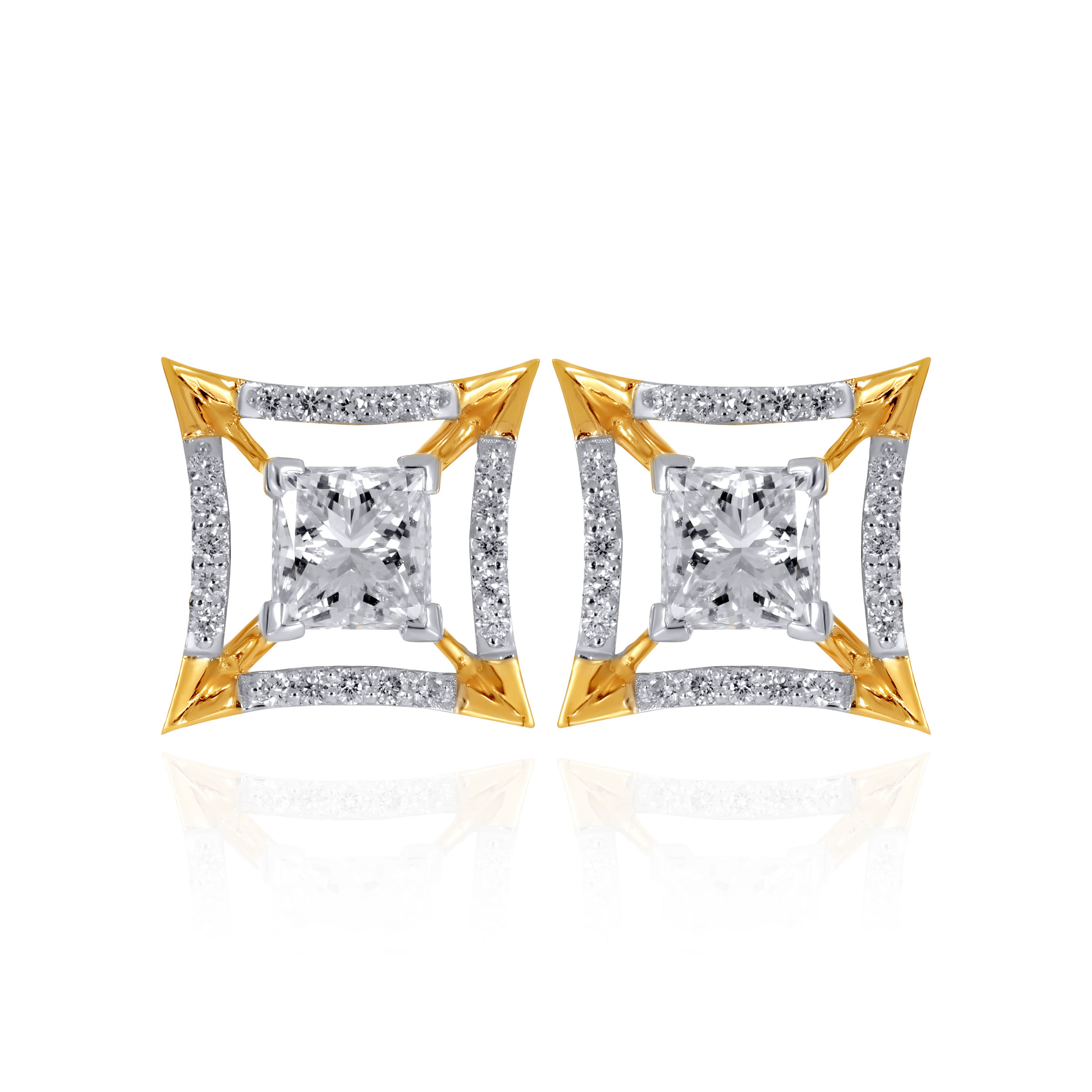 Serene Square Frame Diamond Studs - Senco Gold and Diamonds