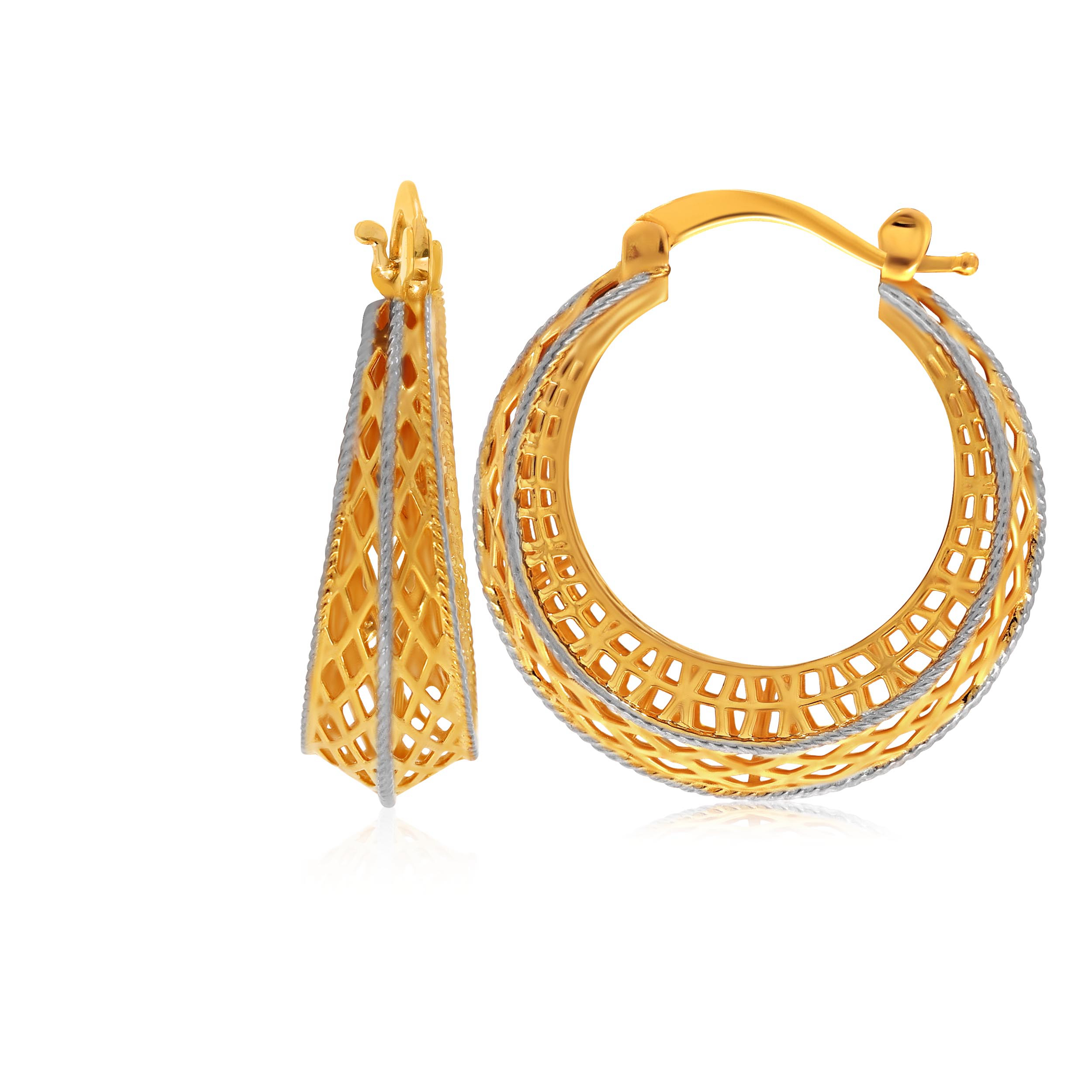 Classy Weave Gold Hoop Earrings - Senco Gold and Diamonds