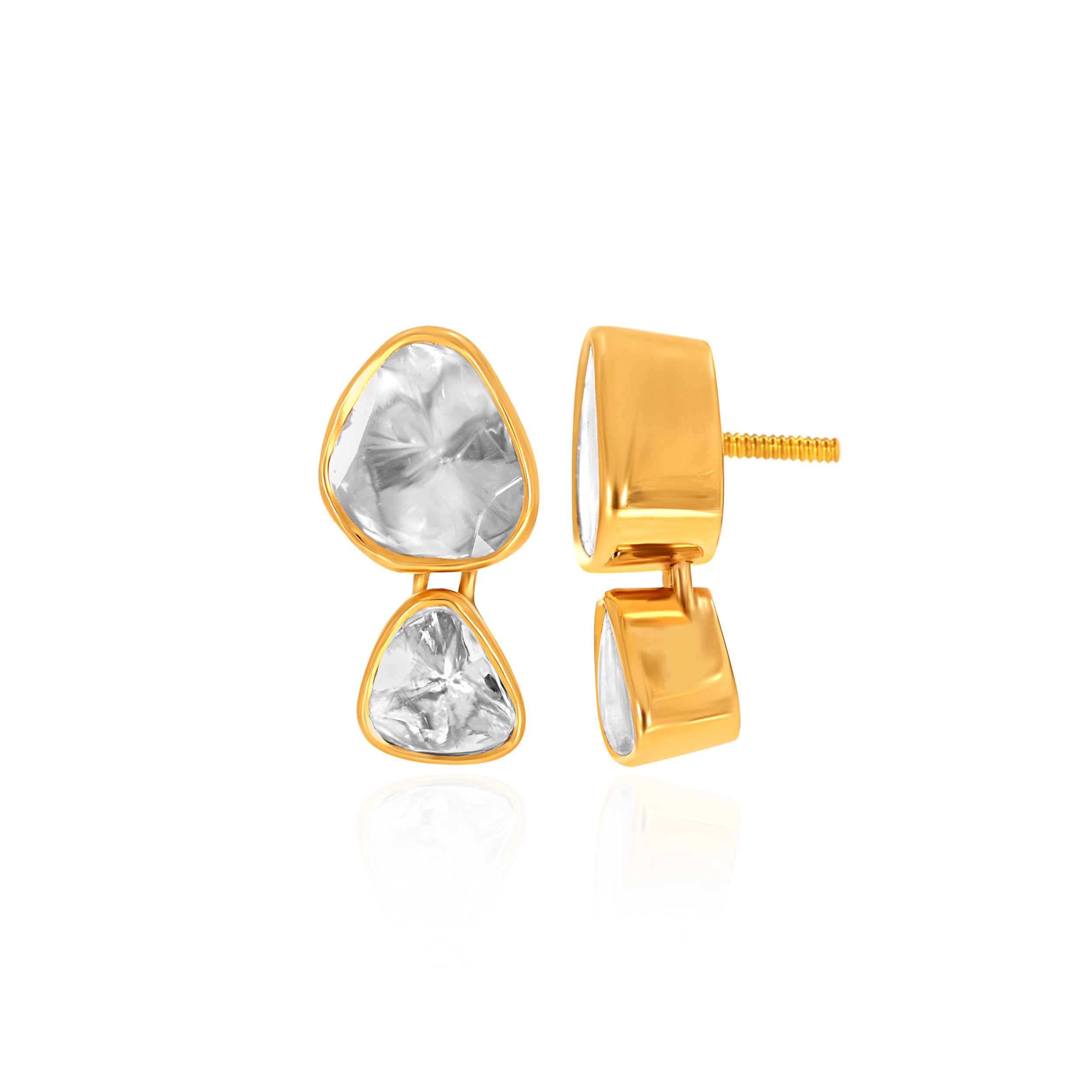 Traditional Modernism Polki Earrings - Senco Gold and Diamonds