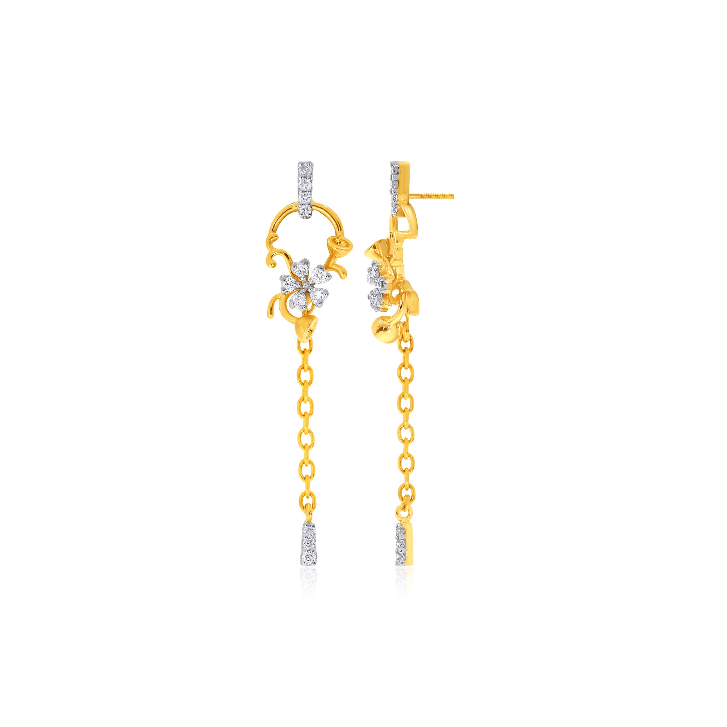 Heavenly Flower Diamond Drop Earrings - Senco Gold and Diamonds