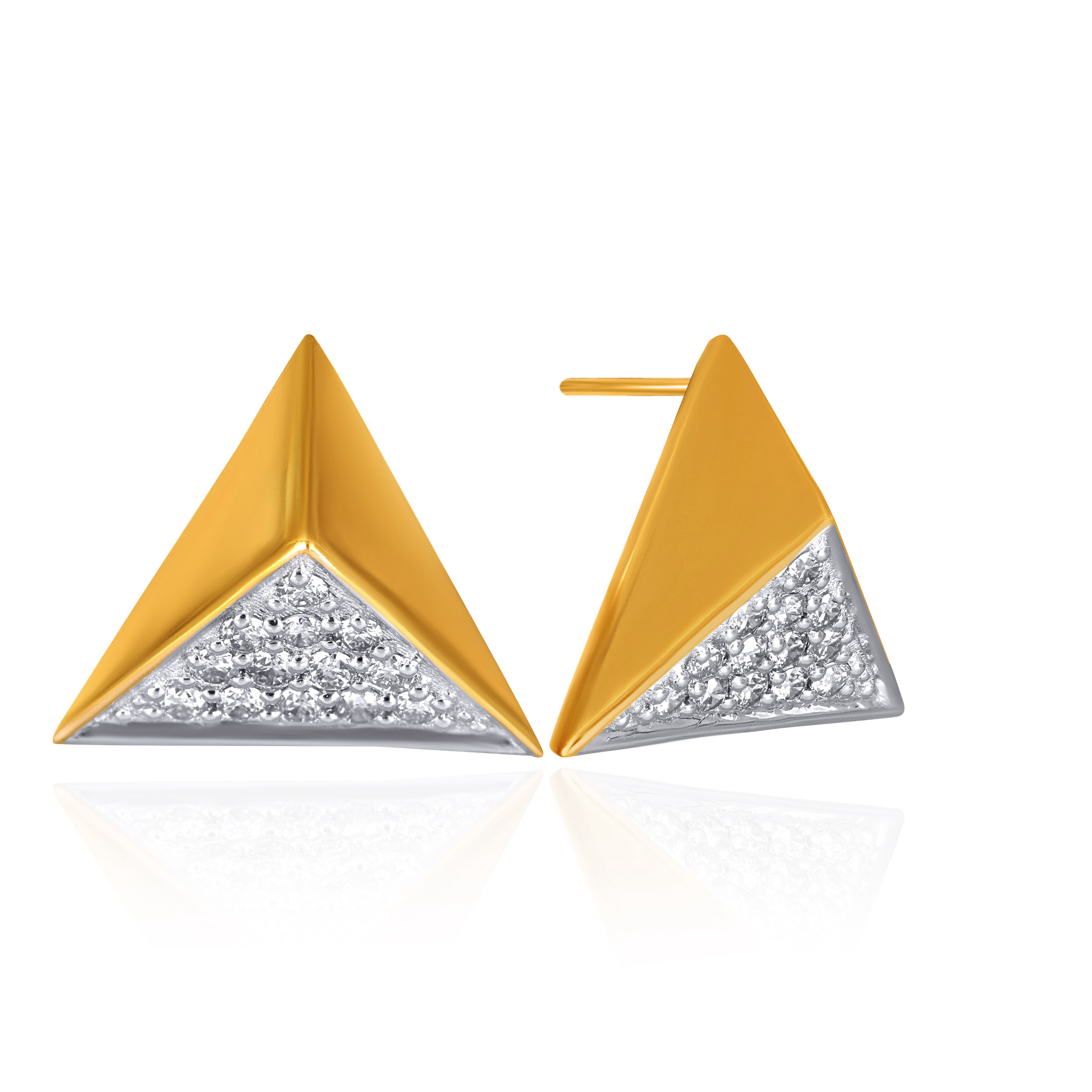 Sculpted Triangle Diamond Studs - Senco Gold and Diamonds