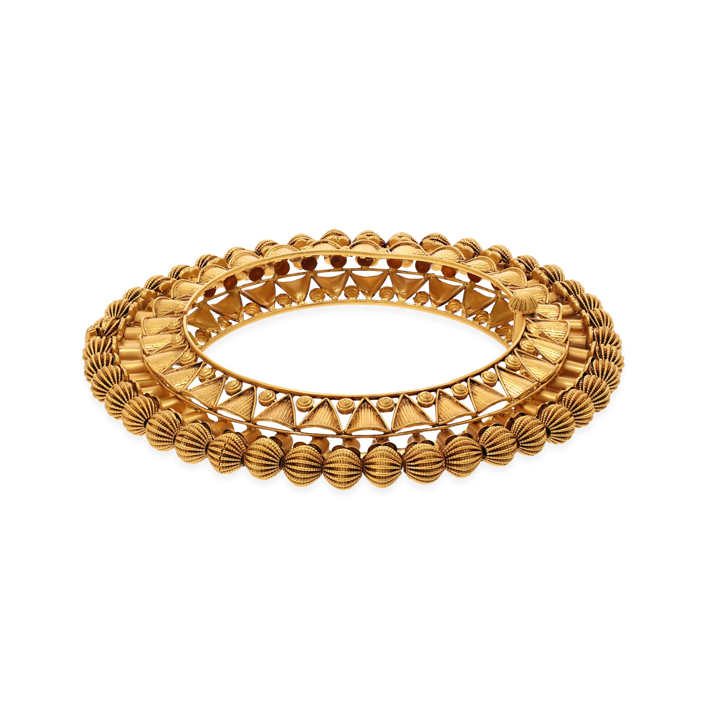 Traditional Poise Antique Gold Bangle - Senco Gold and Diamonds
