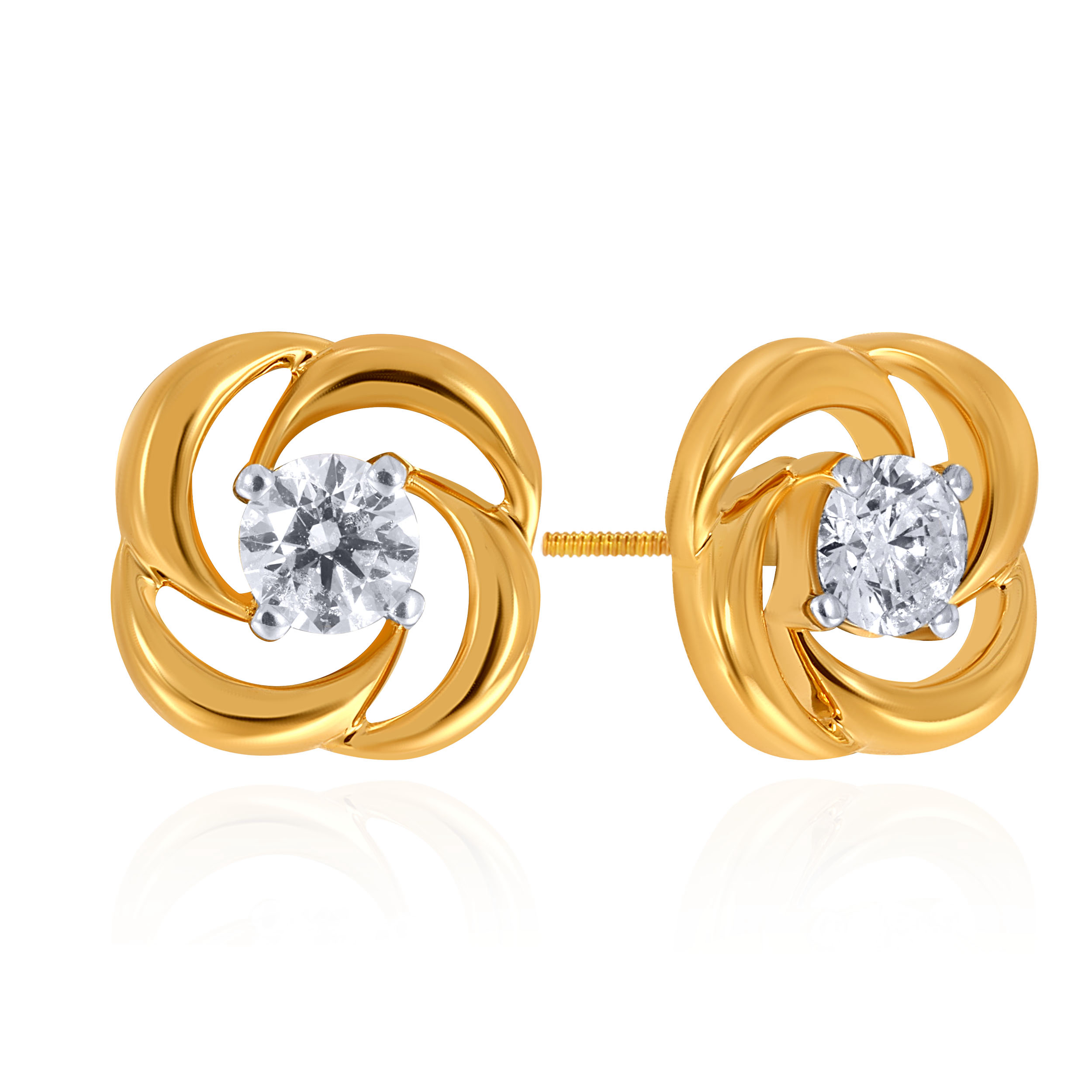 Swirl Gleam Diamond Studs - Senco Gold and Diamonds