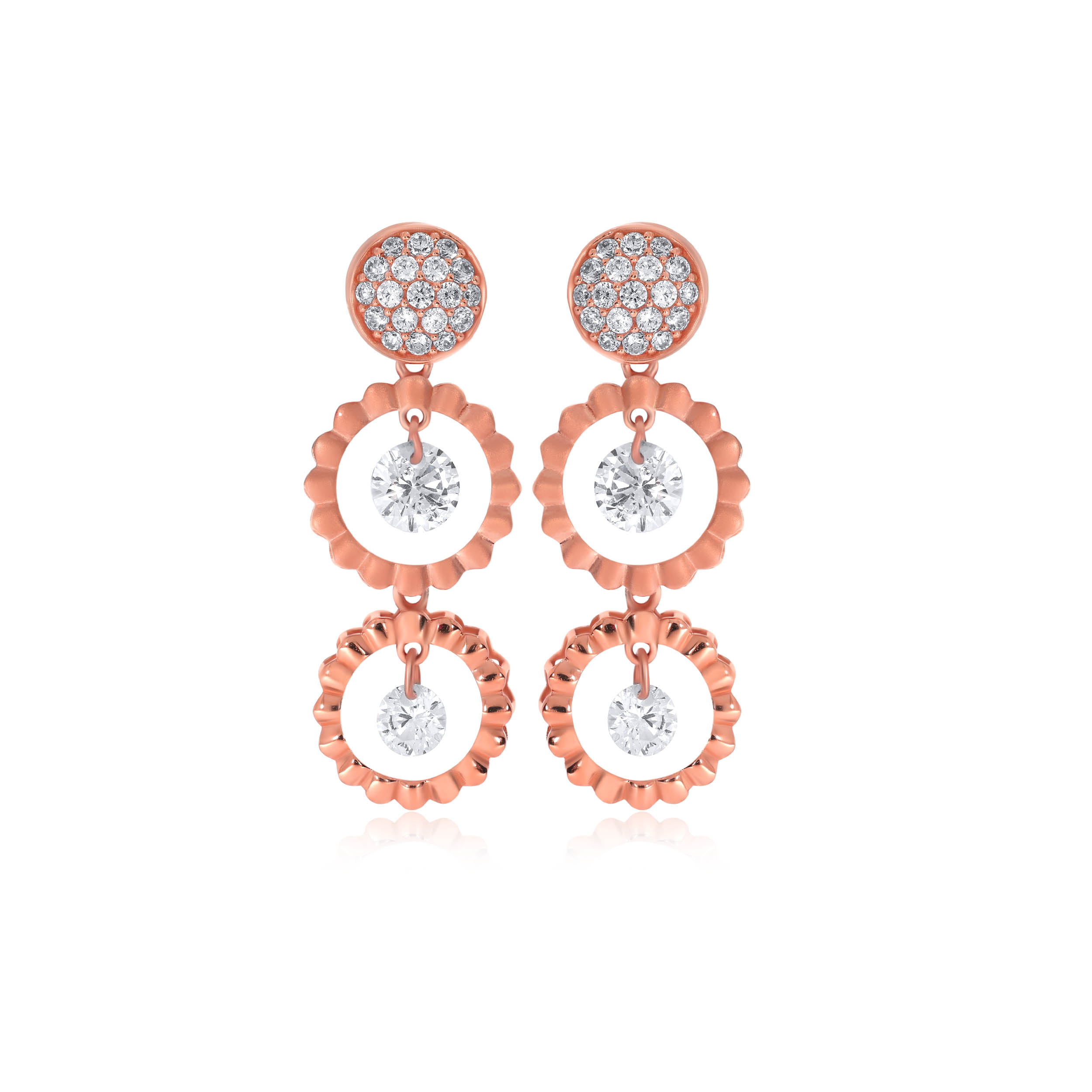Bloomed Duo Gold Drop Earrings - Senco Gold and Diamonds