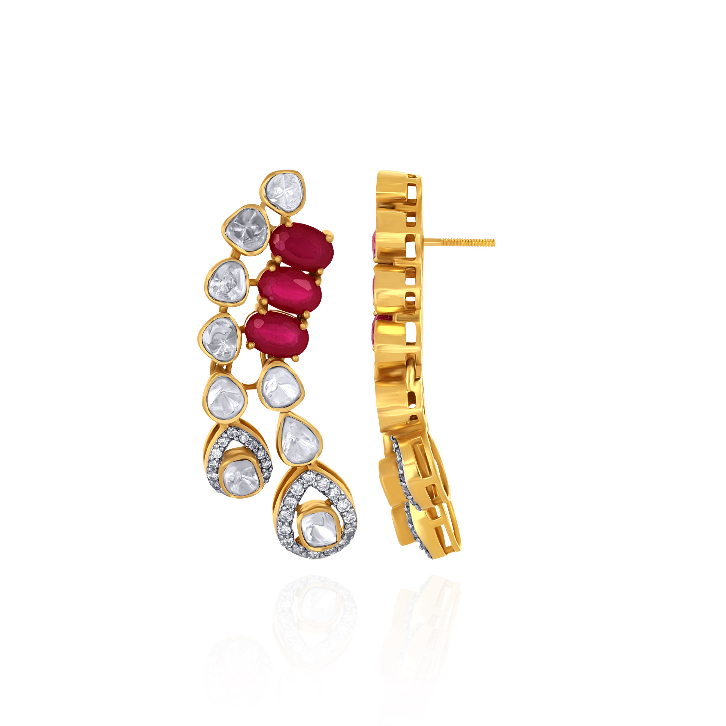 Verdure Couture Polki Earrings - Senco Gold and Diamonds