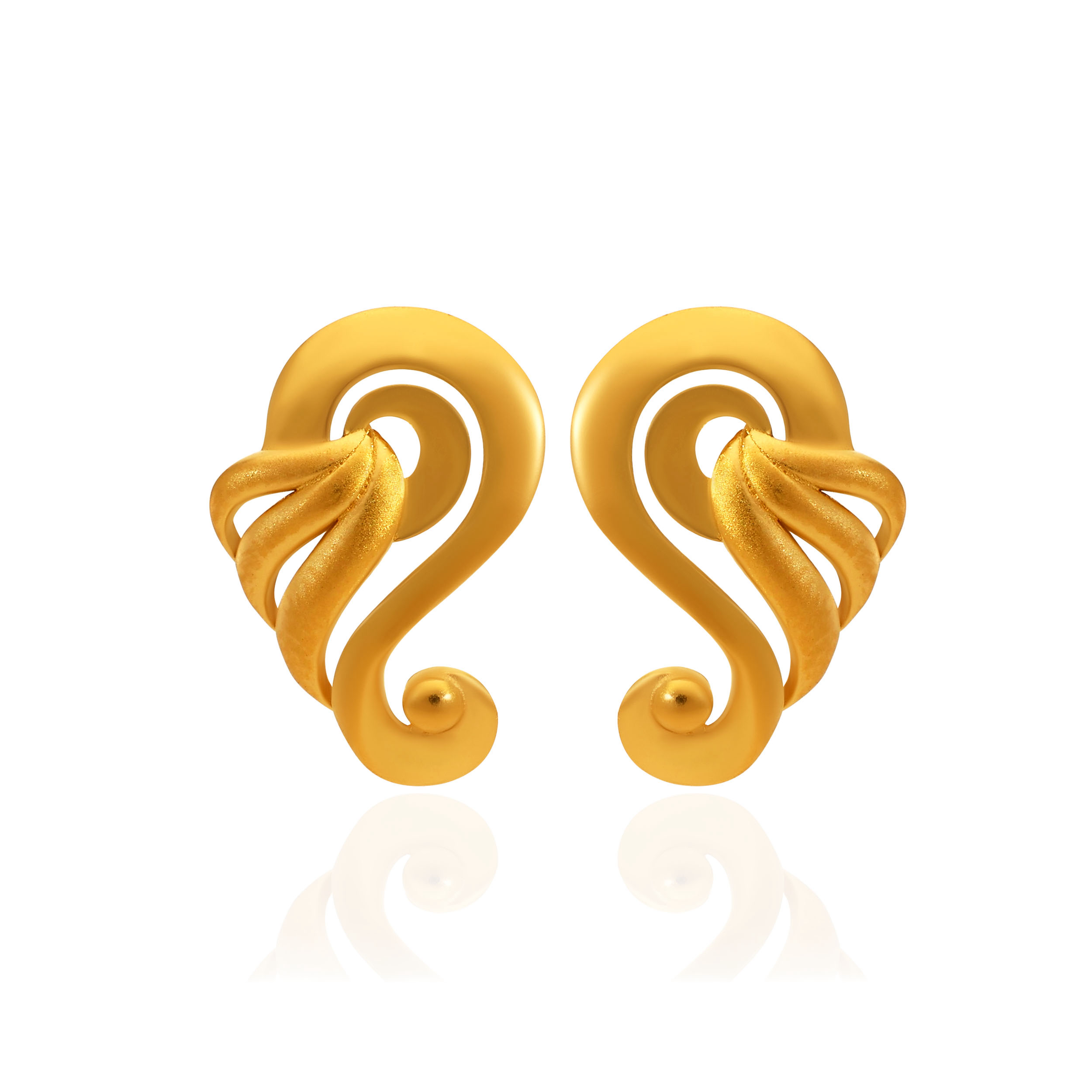 Ornate Swirl Gold Studs - Senco Gold and Diamonds