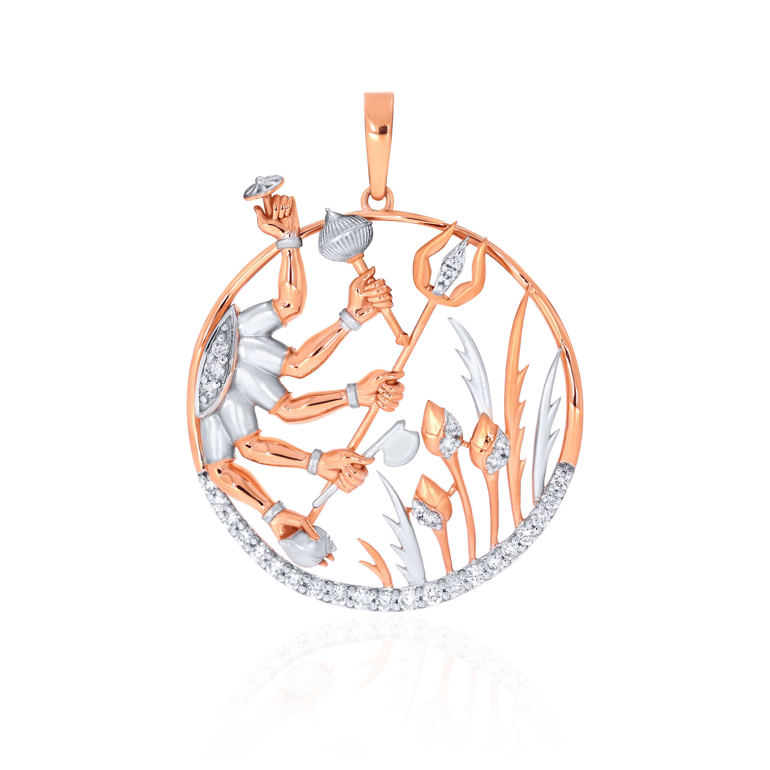Resilient Maa Durga Diamond Pendant - Senco Gold and Diamonds