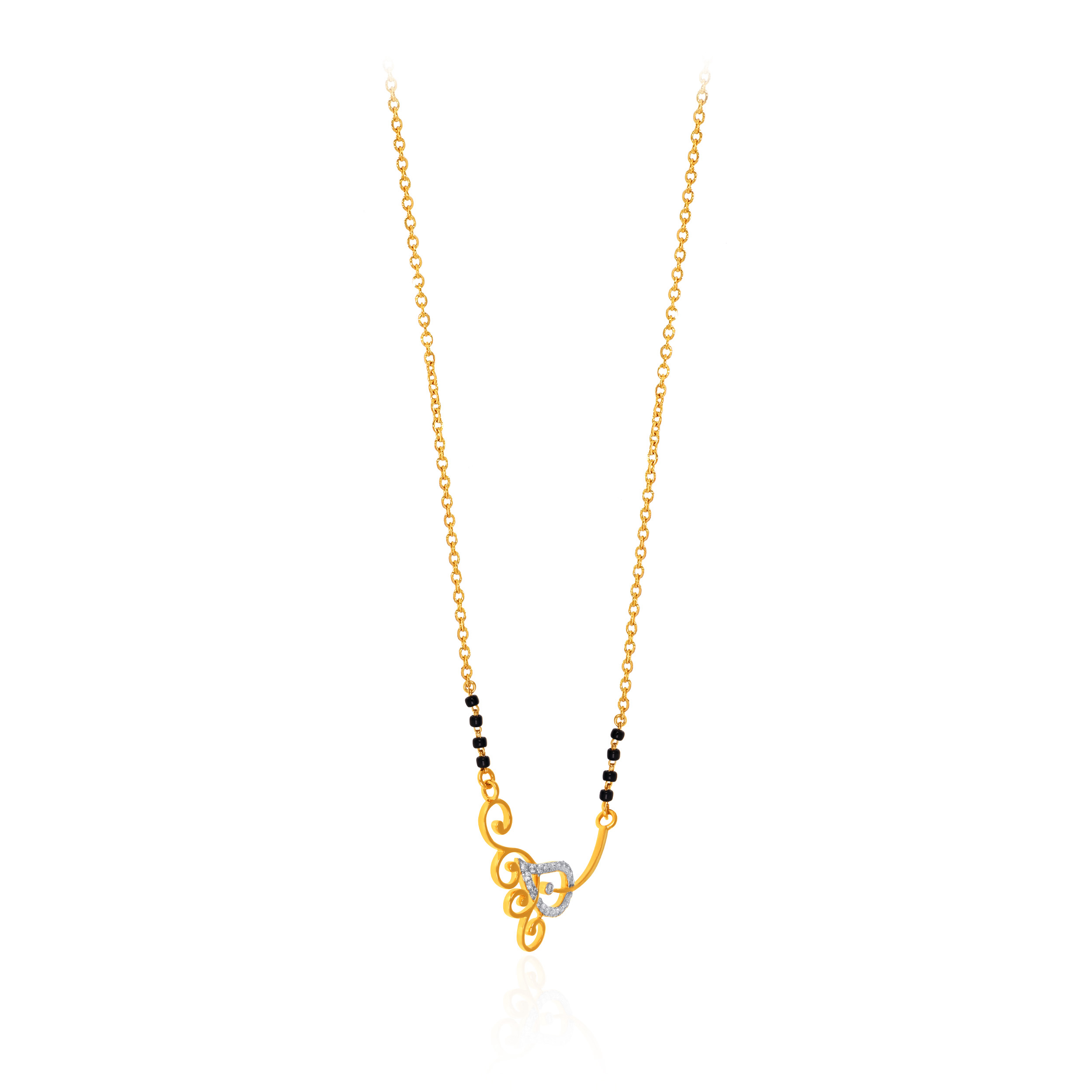 Sparkle Paisley Diamond Mangalsutra - Senco Gold and Diamonds