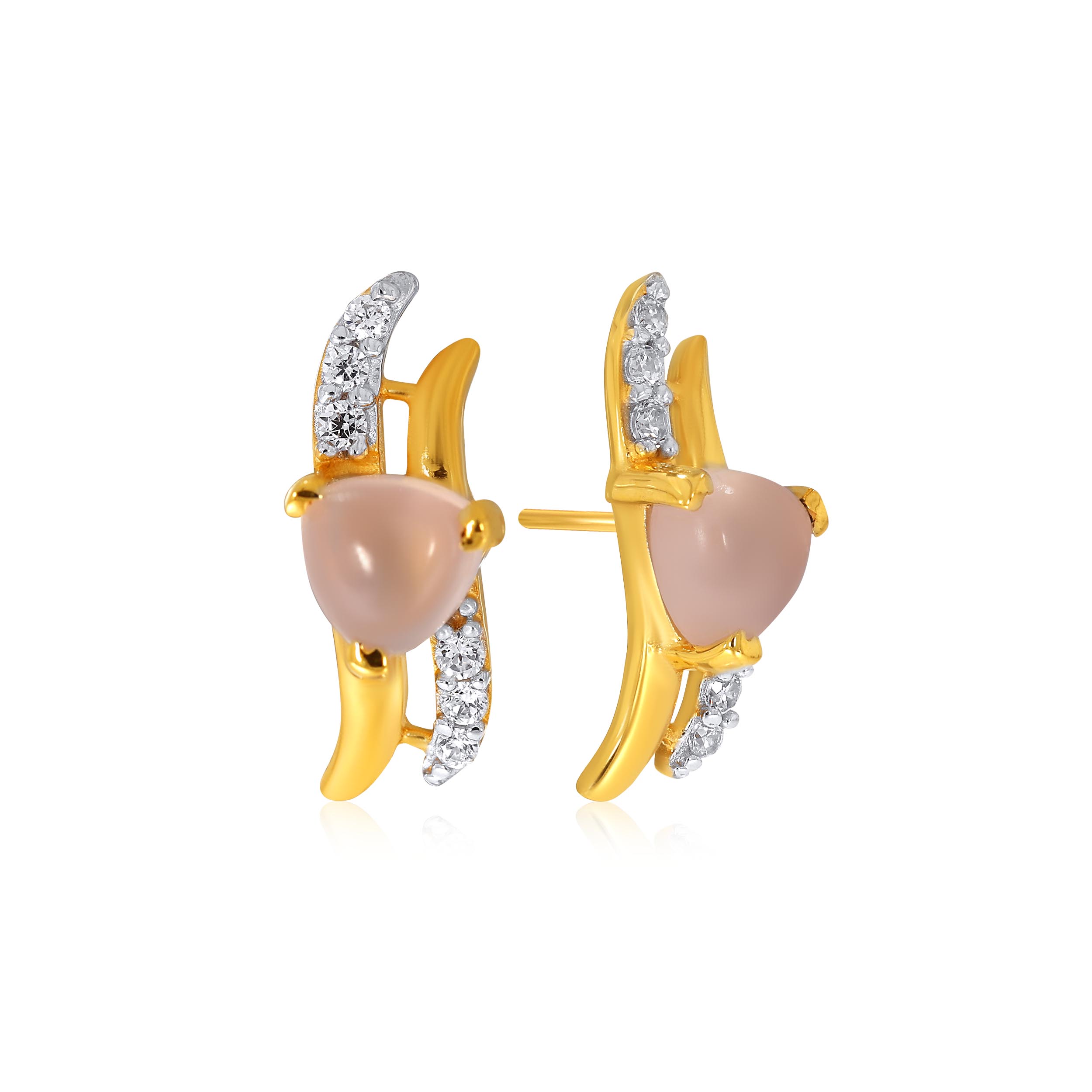 Flowing Duo Gold Studs - Senco Gold and Diamonds