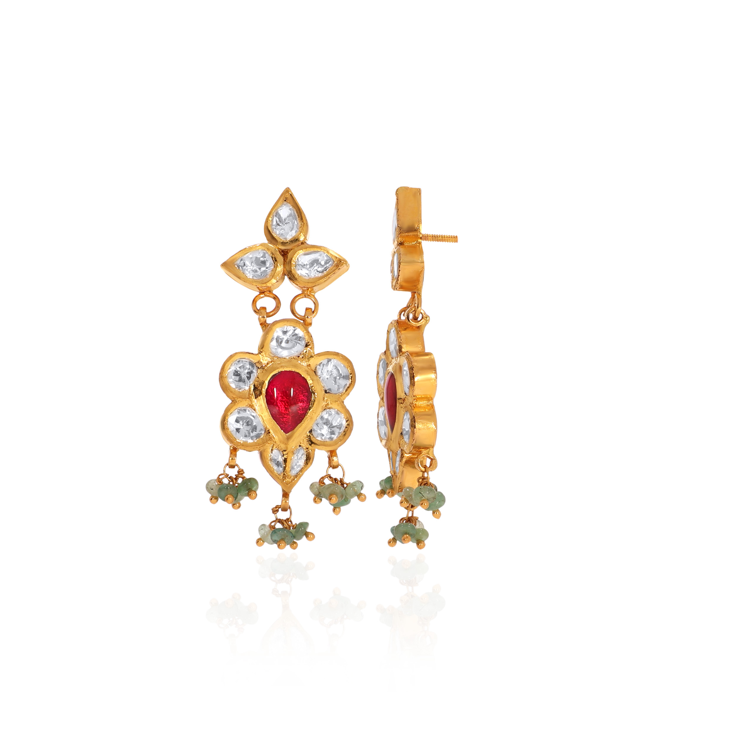 22K Yellow Gold Kundan Earrings-GPGN-D000788485 - Senco Gold and Diamonds