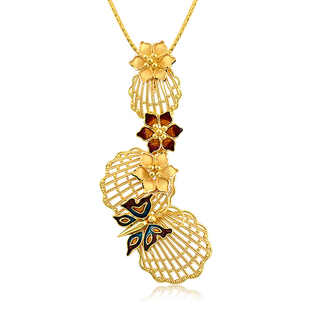 Floral Shells Gold Pendant - Senco Gold and Diamonds