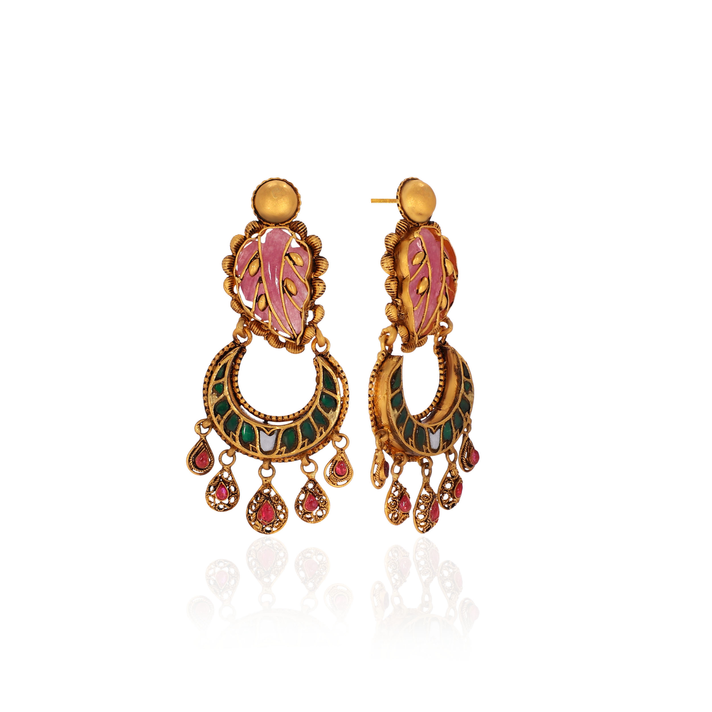 22K Yellow Gold Kundan Earrings-GPGN-D000788481 - Senco Gold and Diamonds