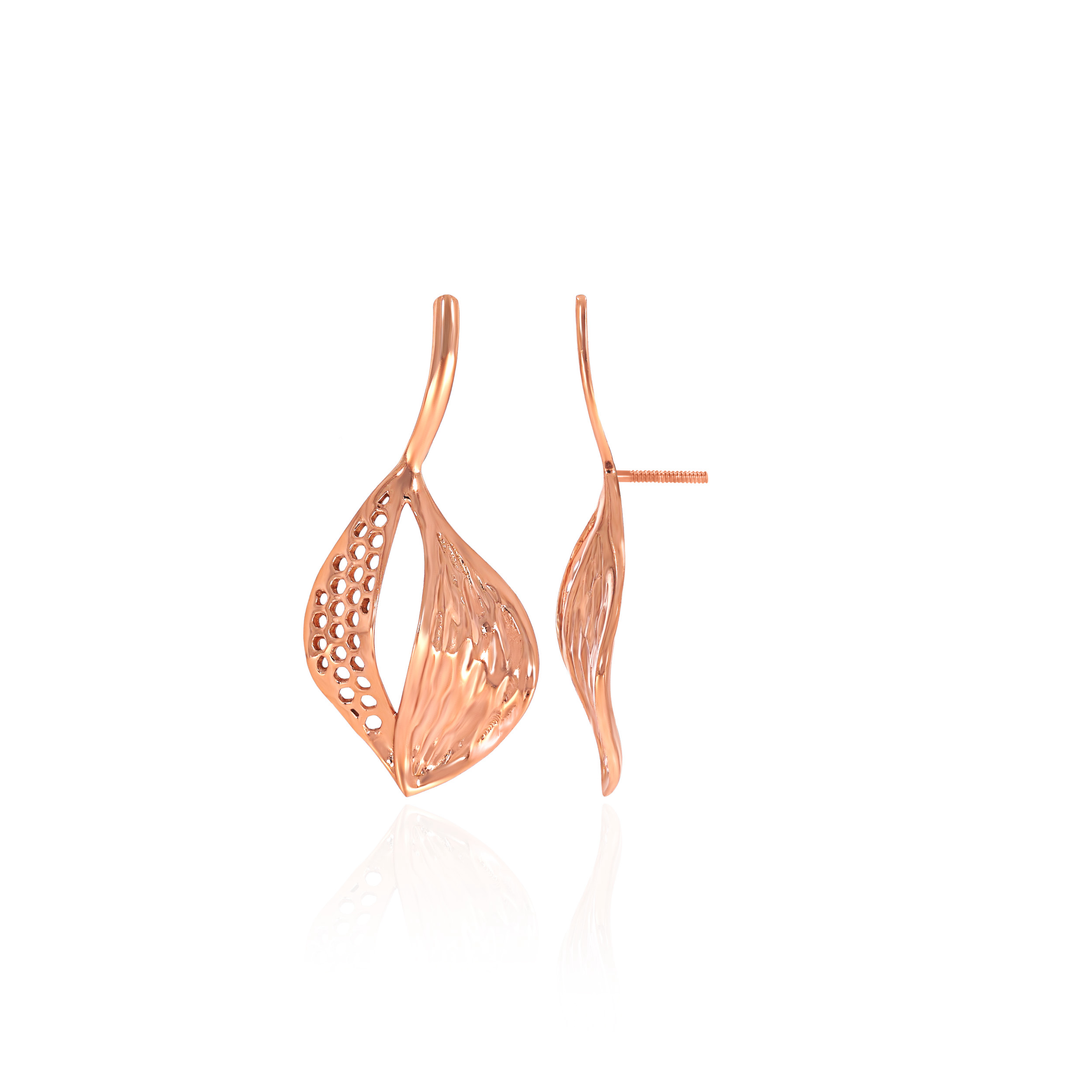 Glamorous Leaf Gold Drop Earrings - Senco Gold and Diamonds
