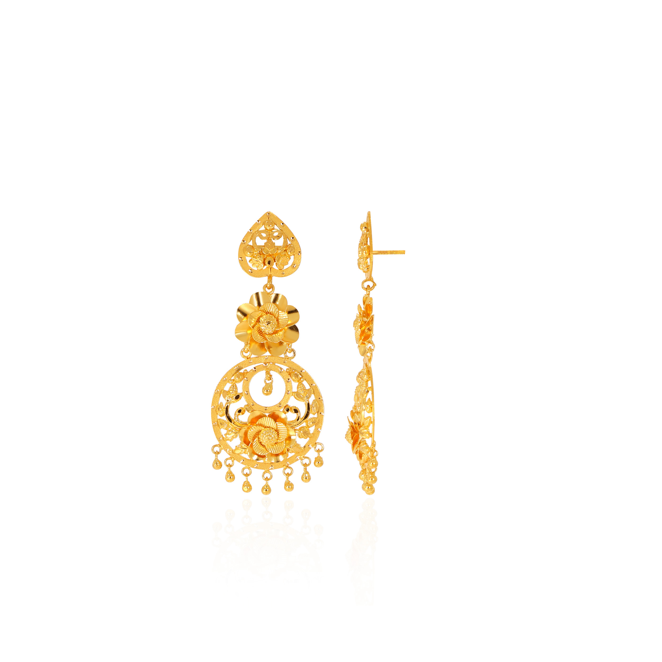 Eternal Bliss Gold Chandbali Earrings - Senco Gold and Diamonds