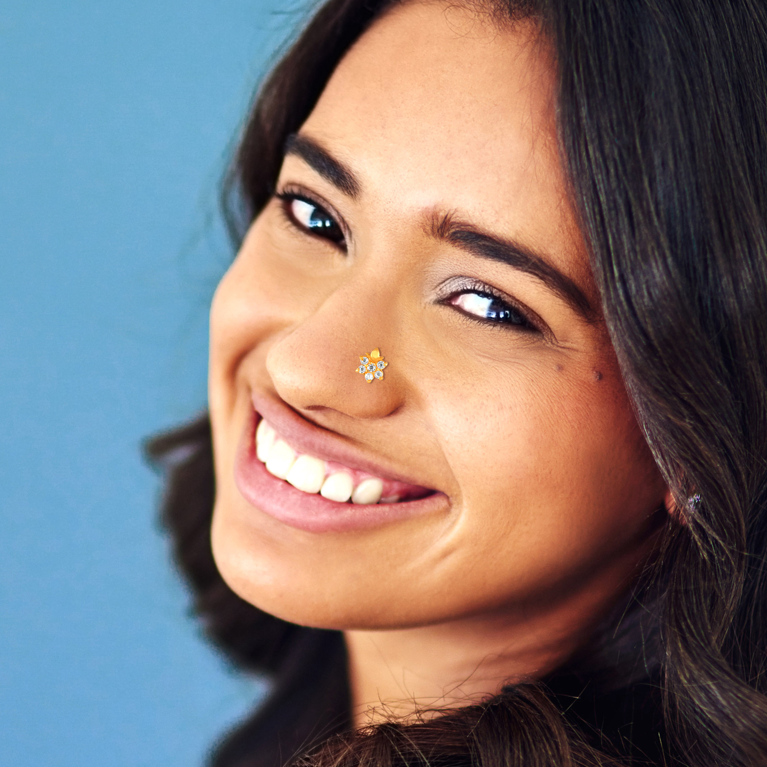 Starry Blossom Gold Nose Pin - Senco Gold and Diamonds