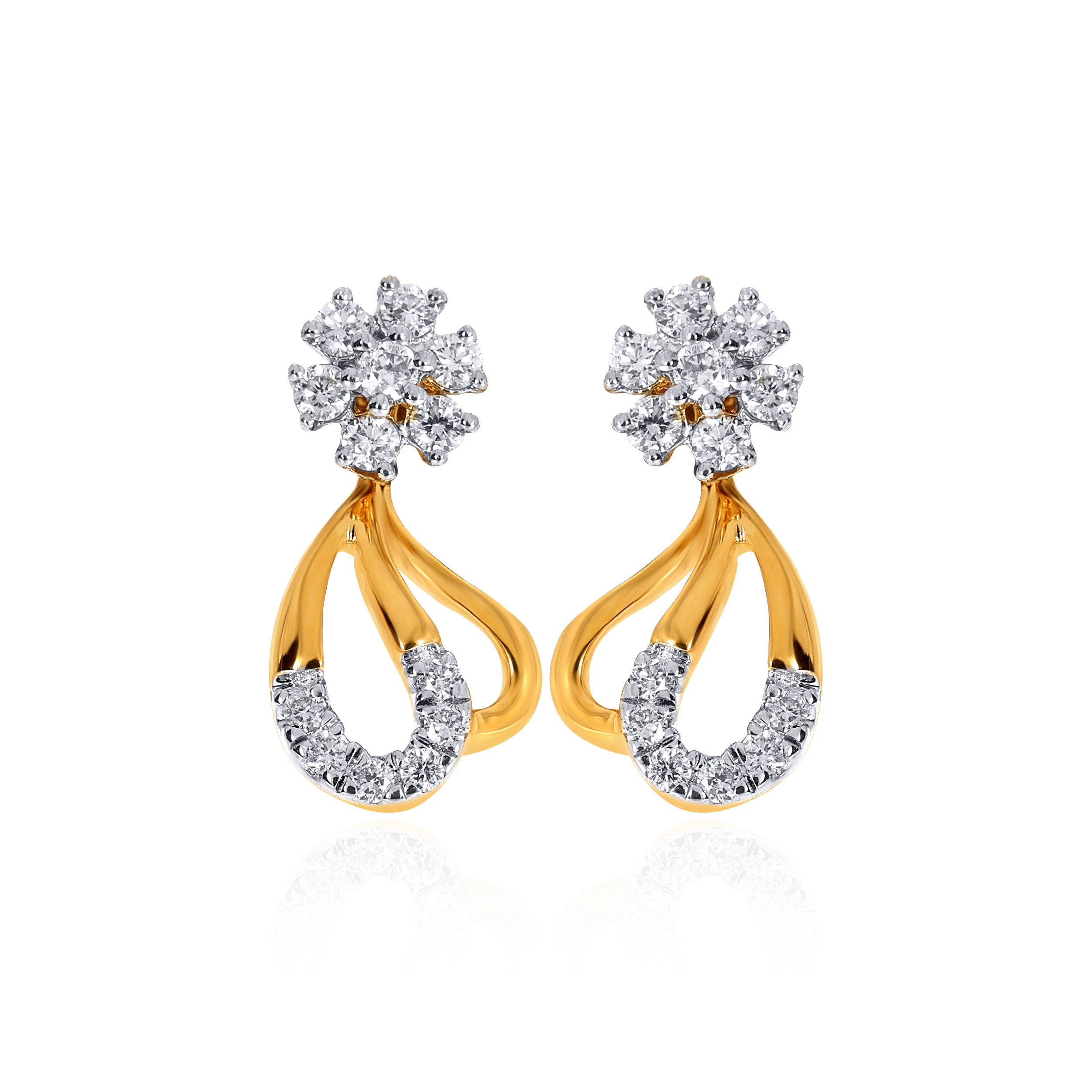 14K Yellow Gold Diamond Drop Earrings-DT-D000647100 - Senco Gold and Diamonds