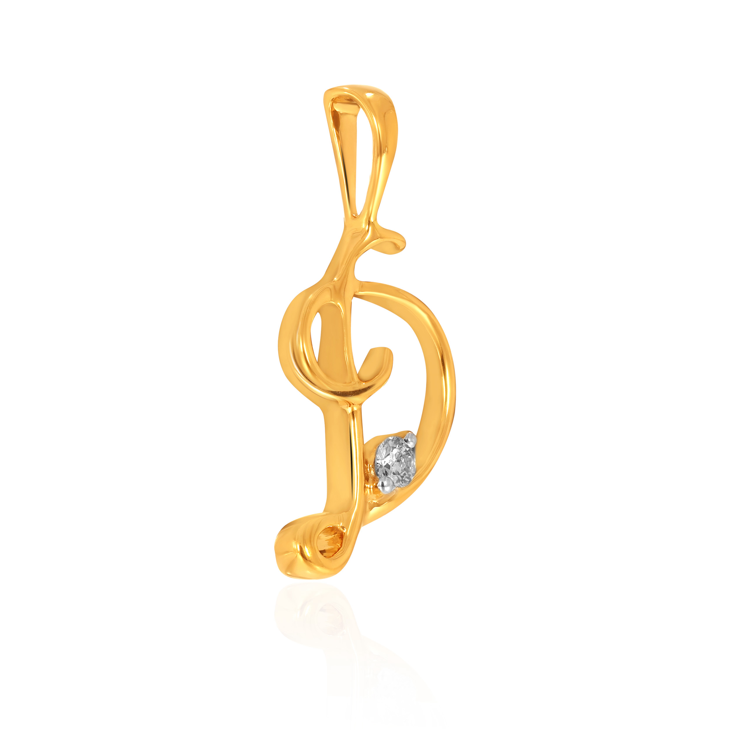 18K Yellow Gold D Alphabet Diamond Pendant-DPN-D000748622 - Senco Gold and Diamonds