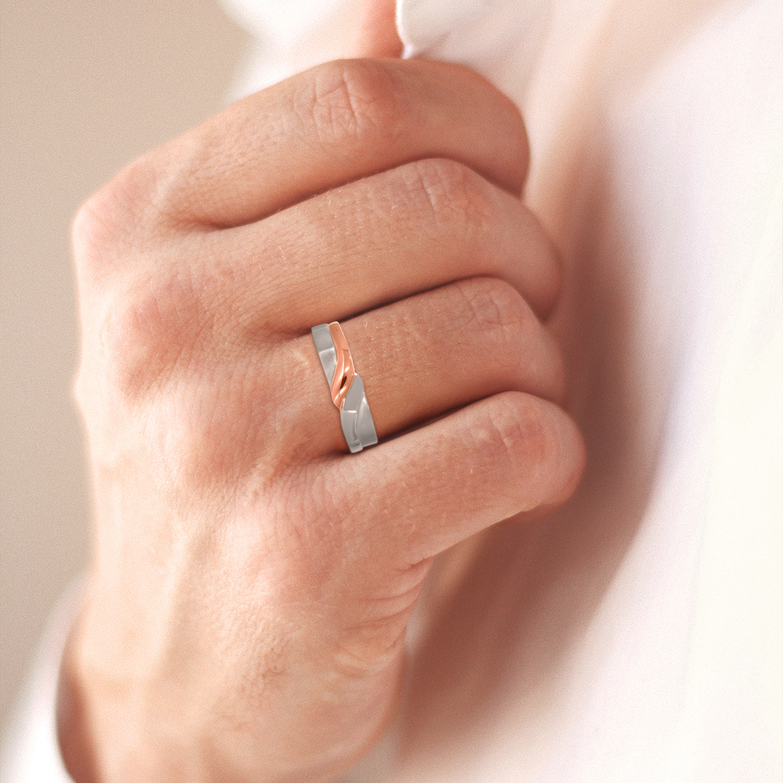 Sculpted Wave Men’s Platinum Ring - Senco Gold and Diamonds