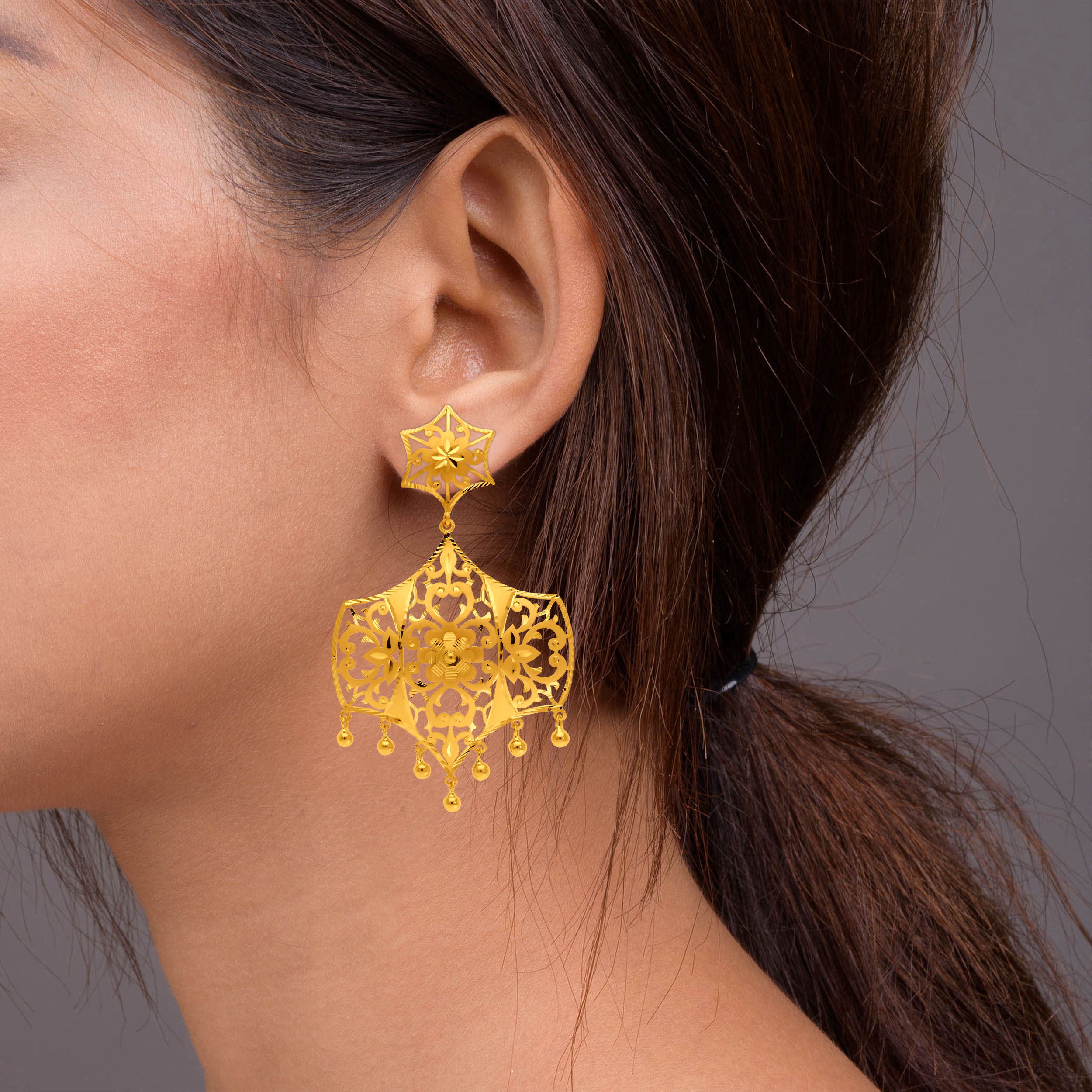22K Yellow Gold Danglers Earrings-GP-SAD0005774 - Senco Gold and Diamonds