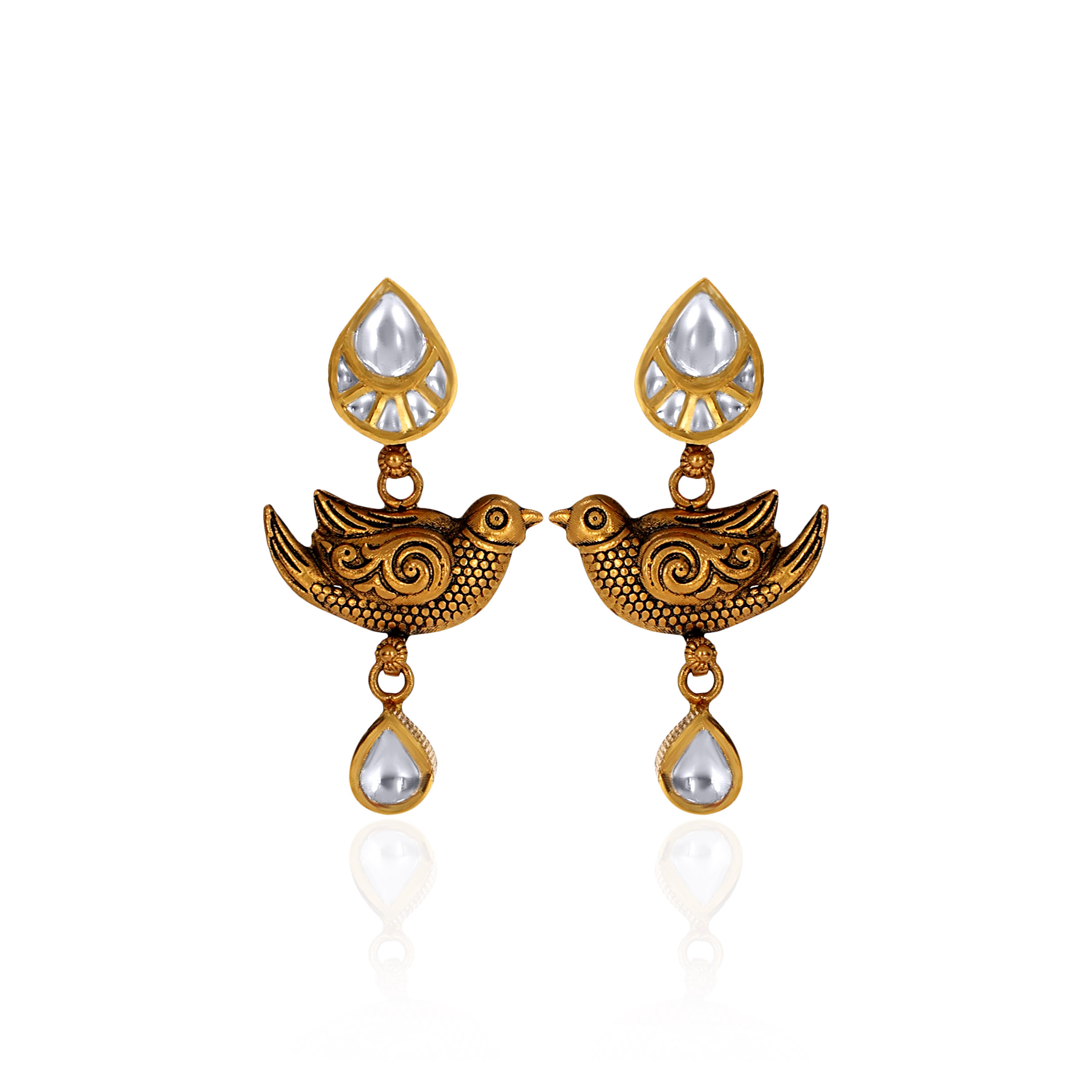 22K Yellow Gold Kundan Earrings-GPGN-D000788459 - Senco Gold and Diamonds