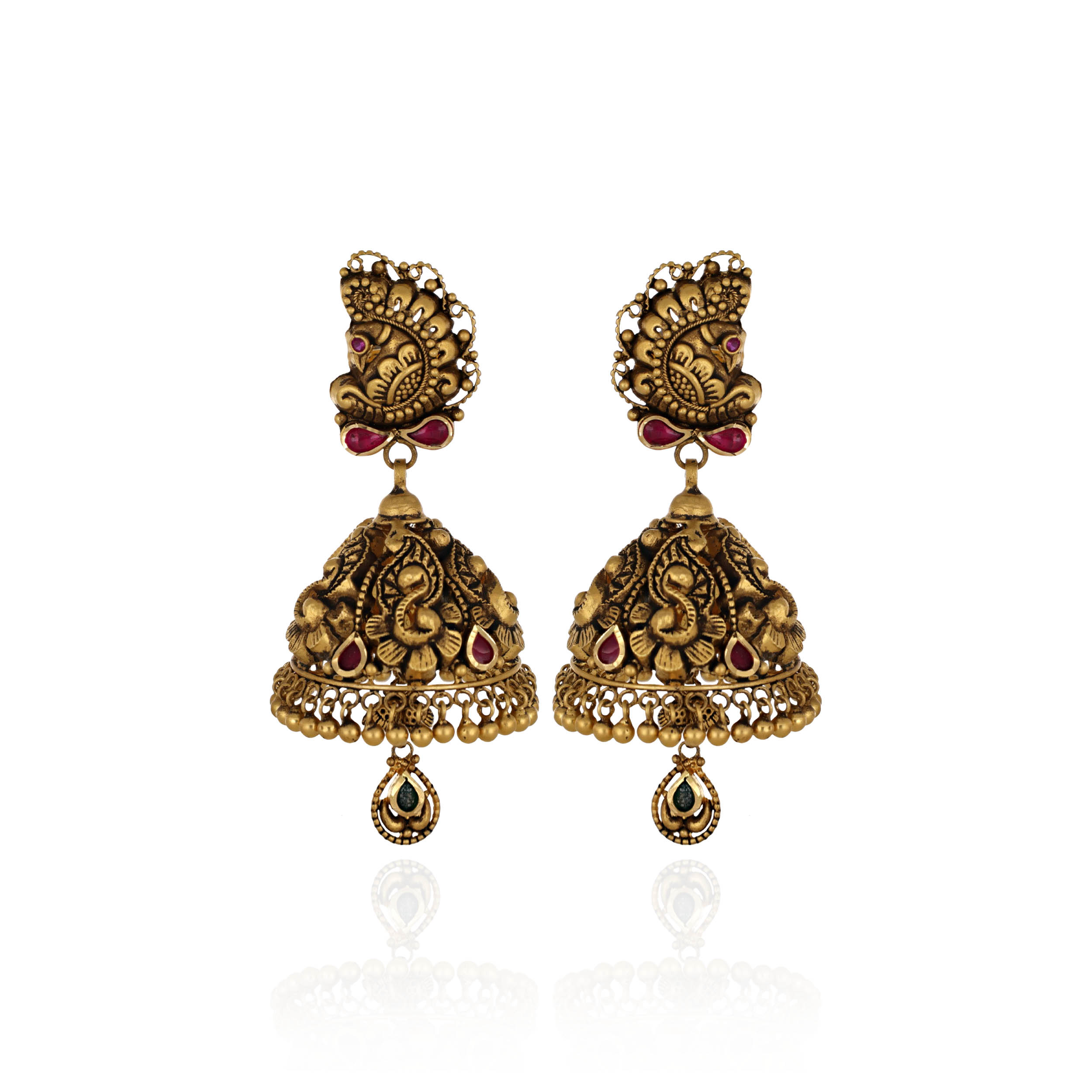 Temple Treasure Heritage Gold Jhumkas - Senco Gold and Diamonds