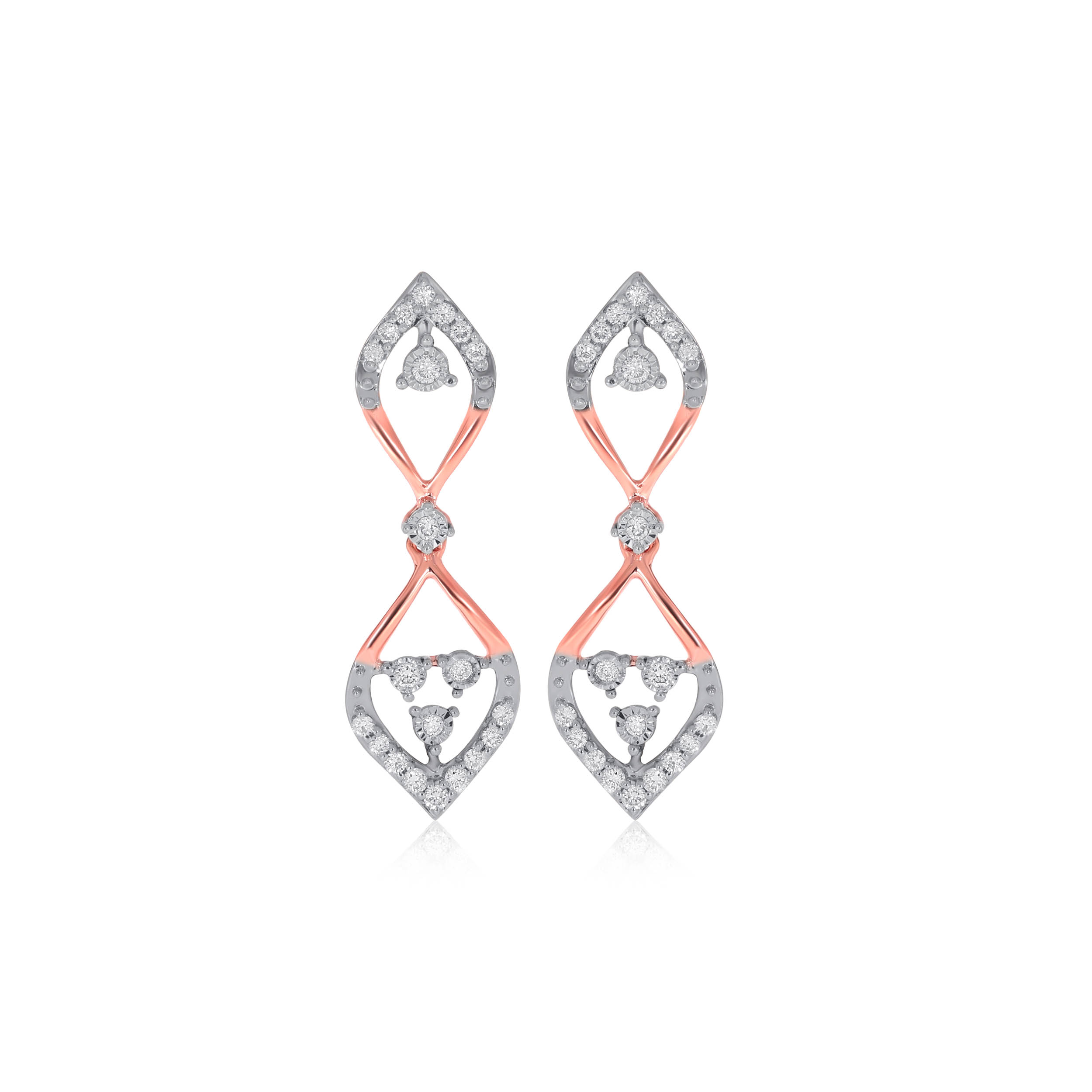 Rosy Petals Diamond Drop Earrings - Senco Gold and Diamonds