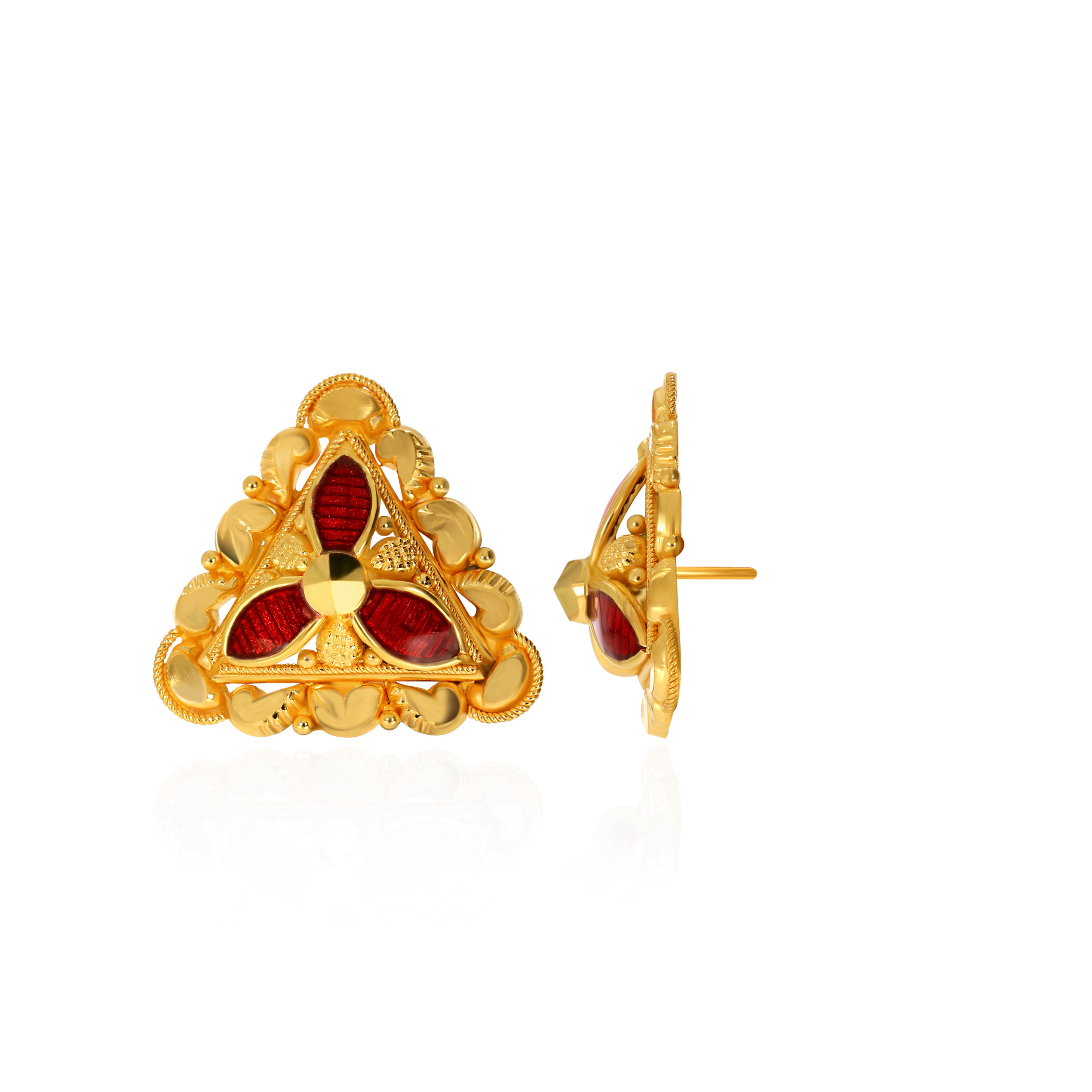 Vibrant Trillium Gold Studs - Senco Gold and Diamonds