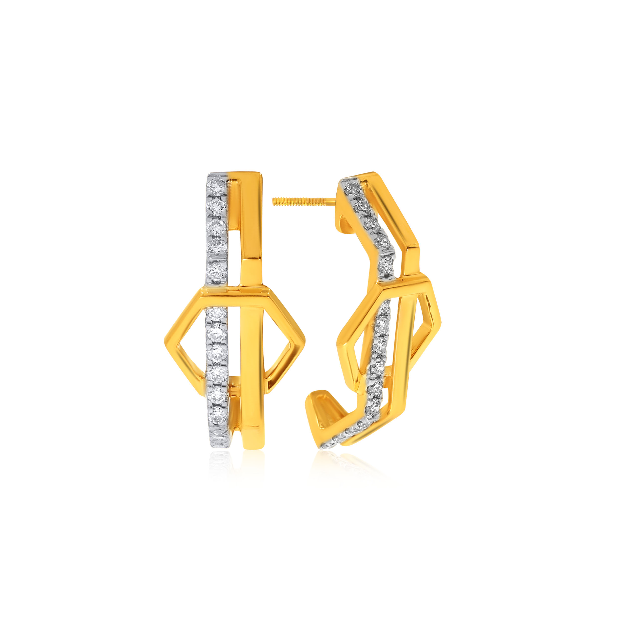 Contrasting Duo Diamond Studs - Senco Gold and Diamonds